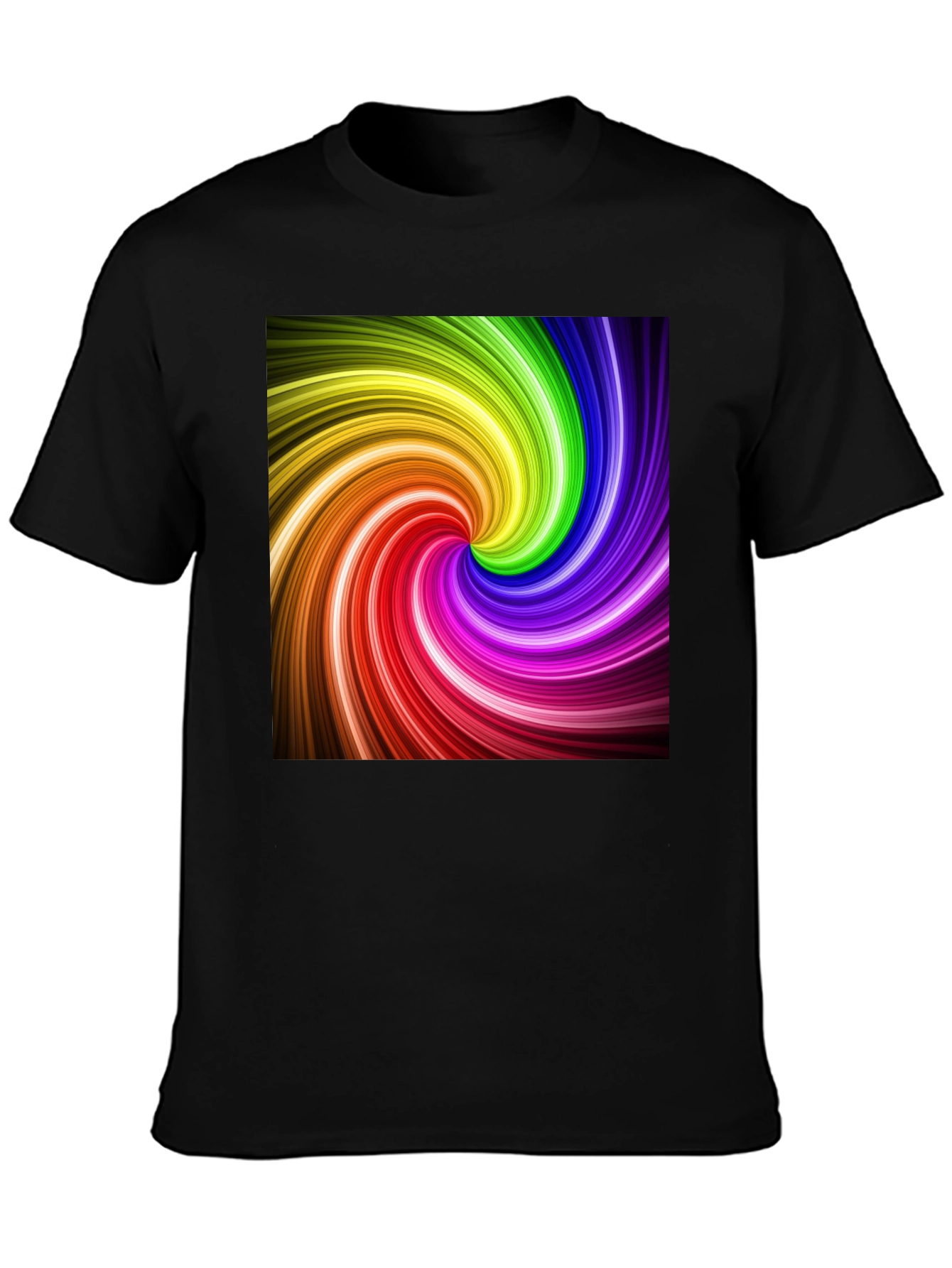 Rainbow Swirl Graphic Black T-Shirt