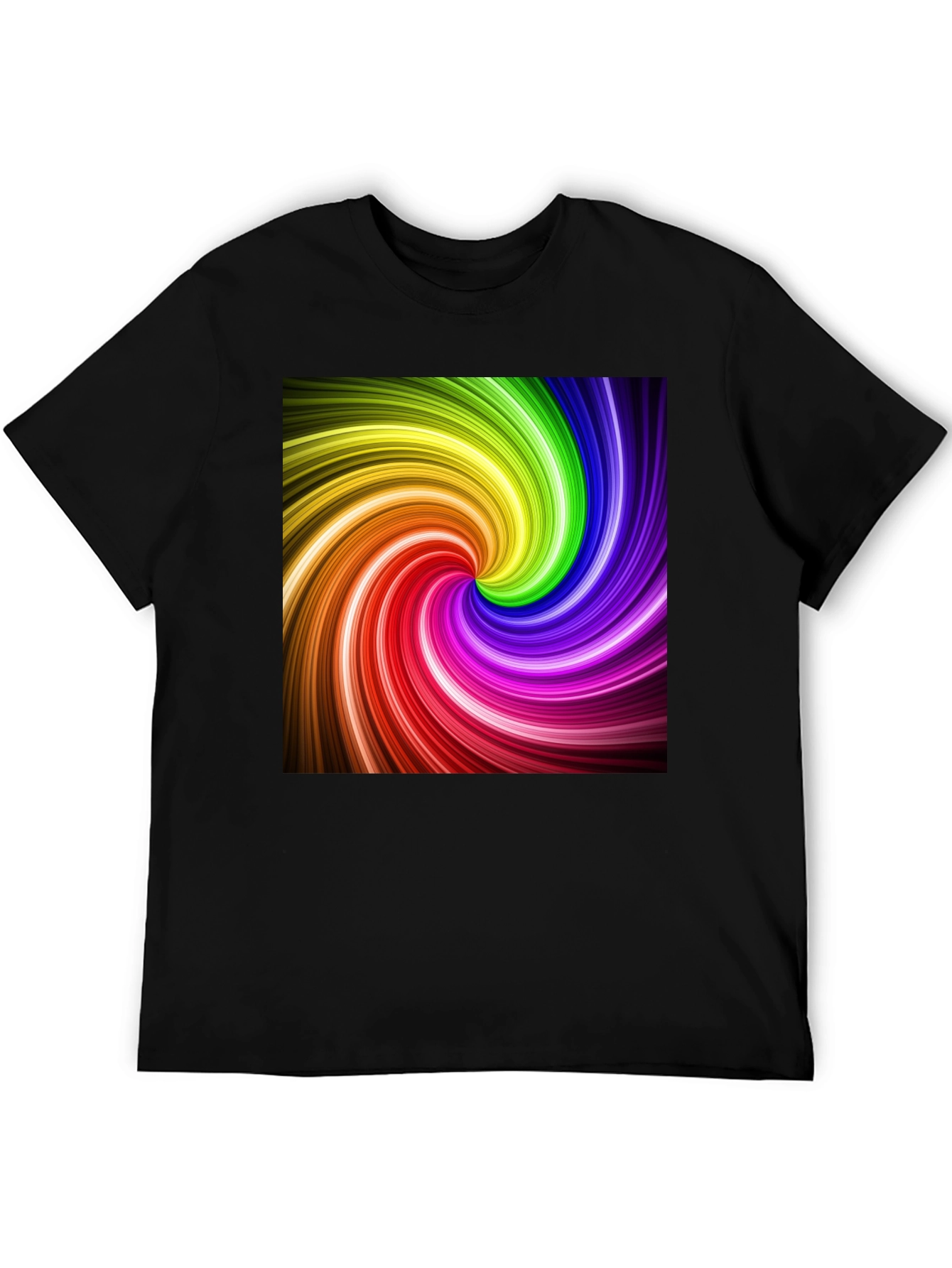 Rainbow Swirl Graphic Black T-Shirt