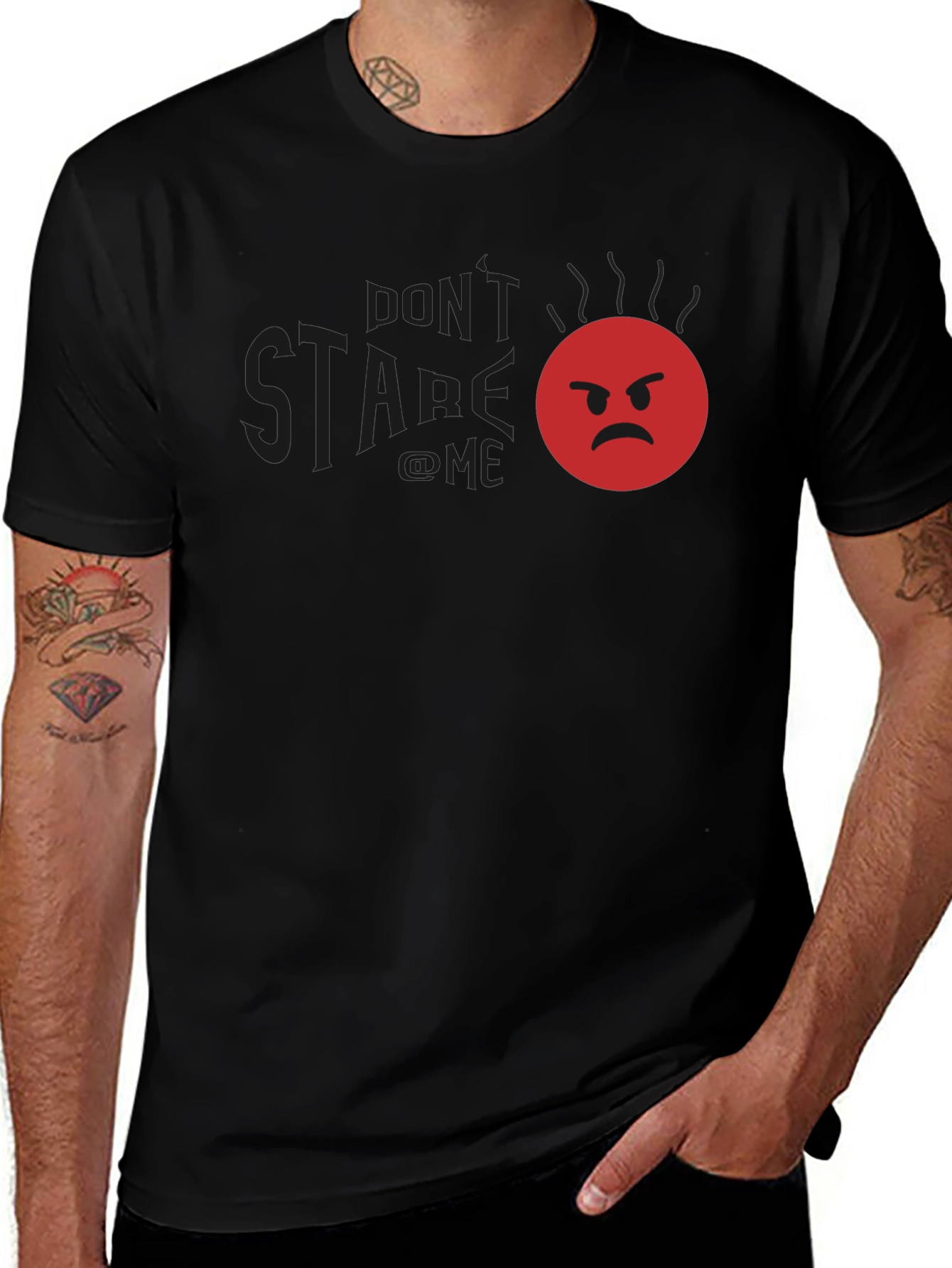 Funny Angry Emoji Graphic T-Shirt - Dont Stare