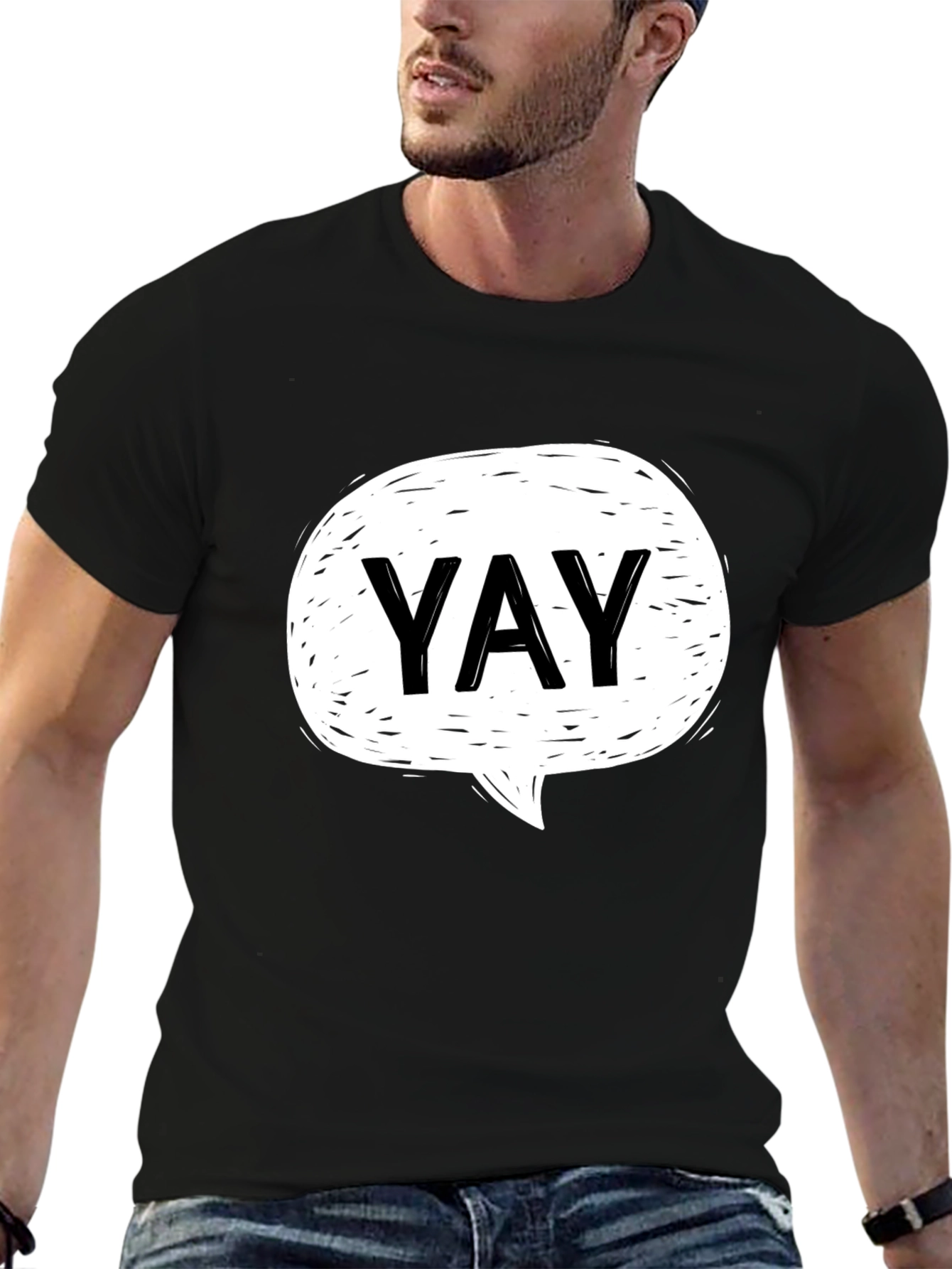 YAY Speech Bubble Graphic T-Shirt - Casual Cool Tee