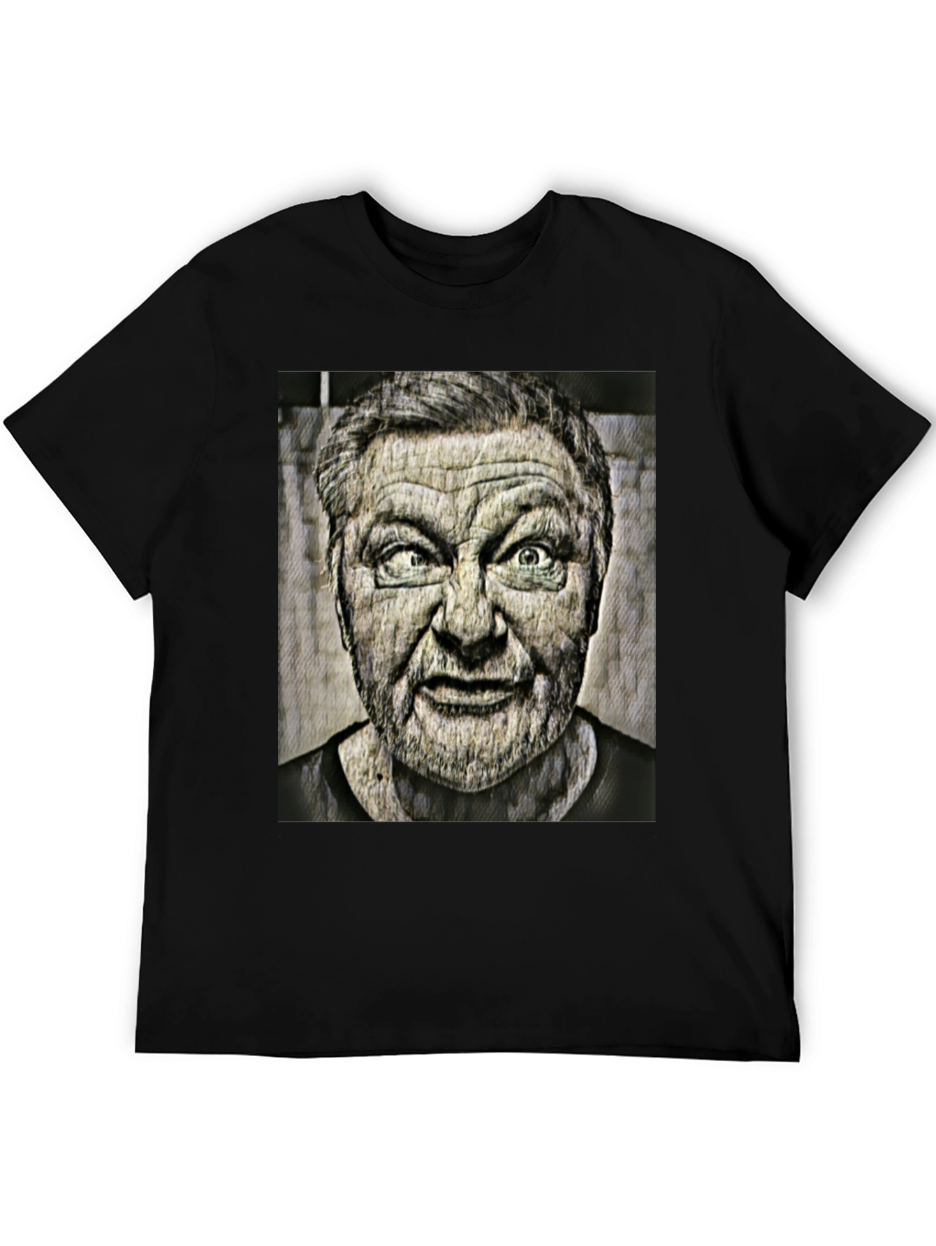 Cross-Eyed Man Graphic Black T-Shirt
