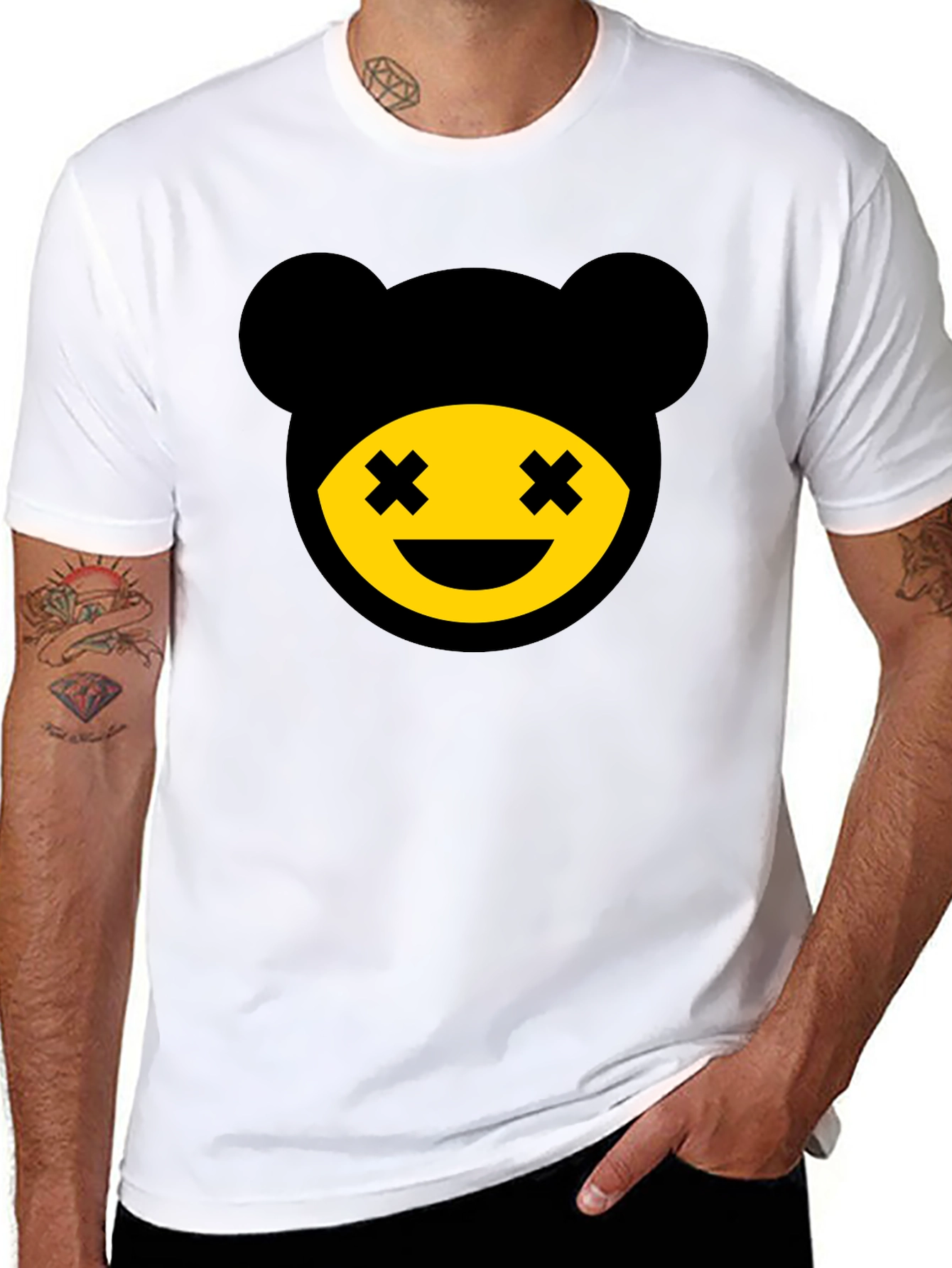 Graphic Bear Tee - Mens Black Crew Neck T-Shirt