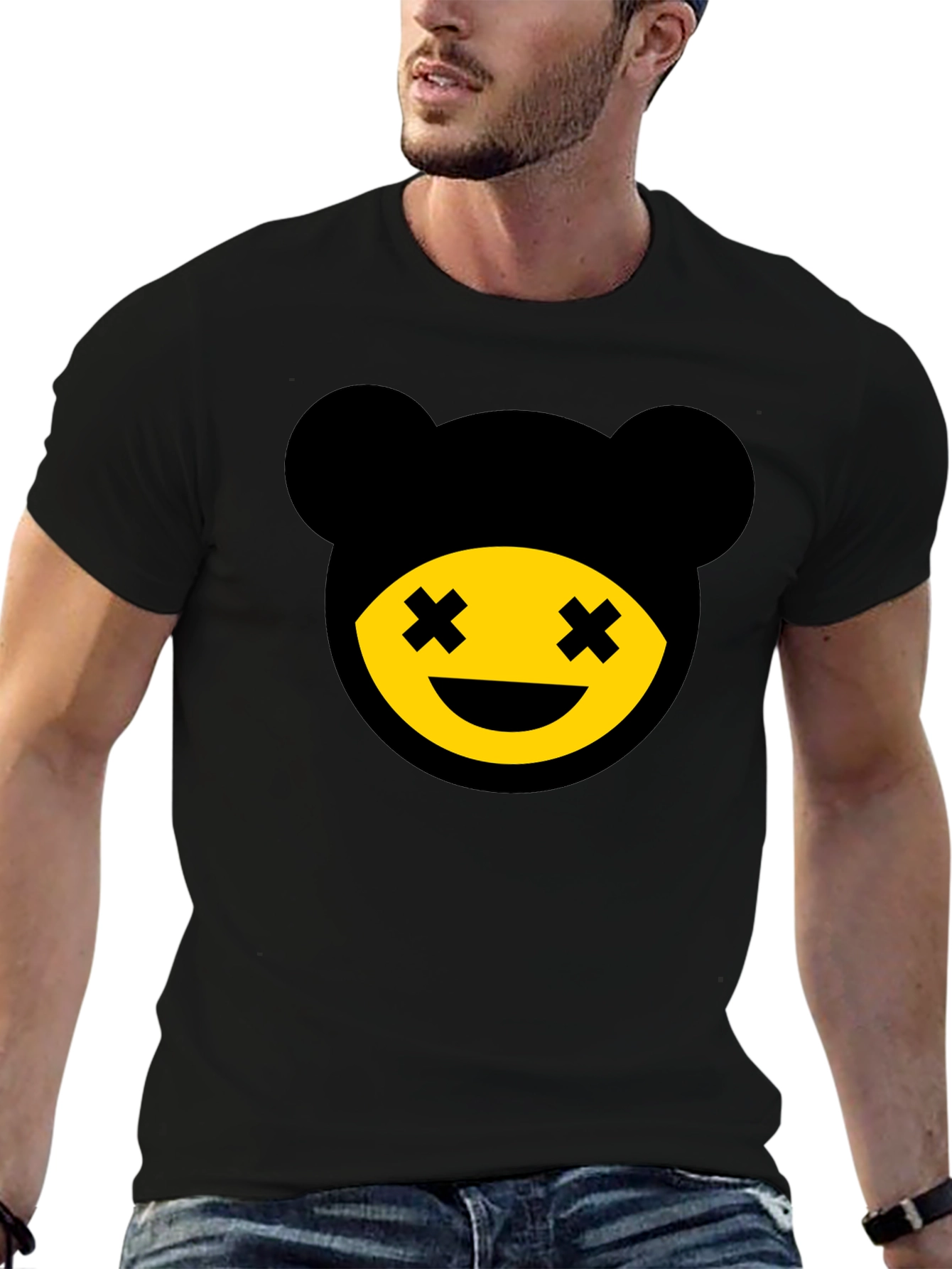 Graphic Bear Tee - Mens Black Crew Neck T-Shirt