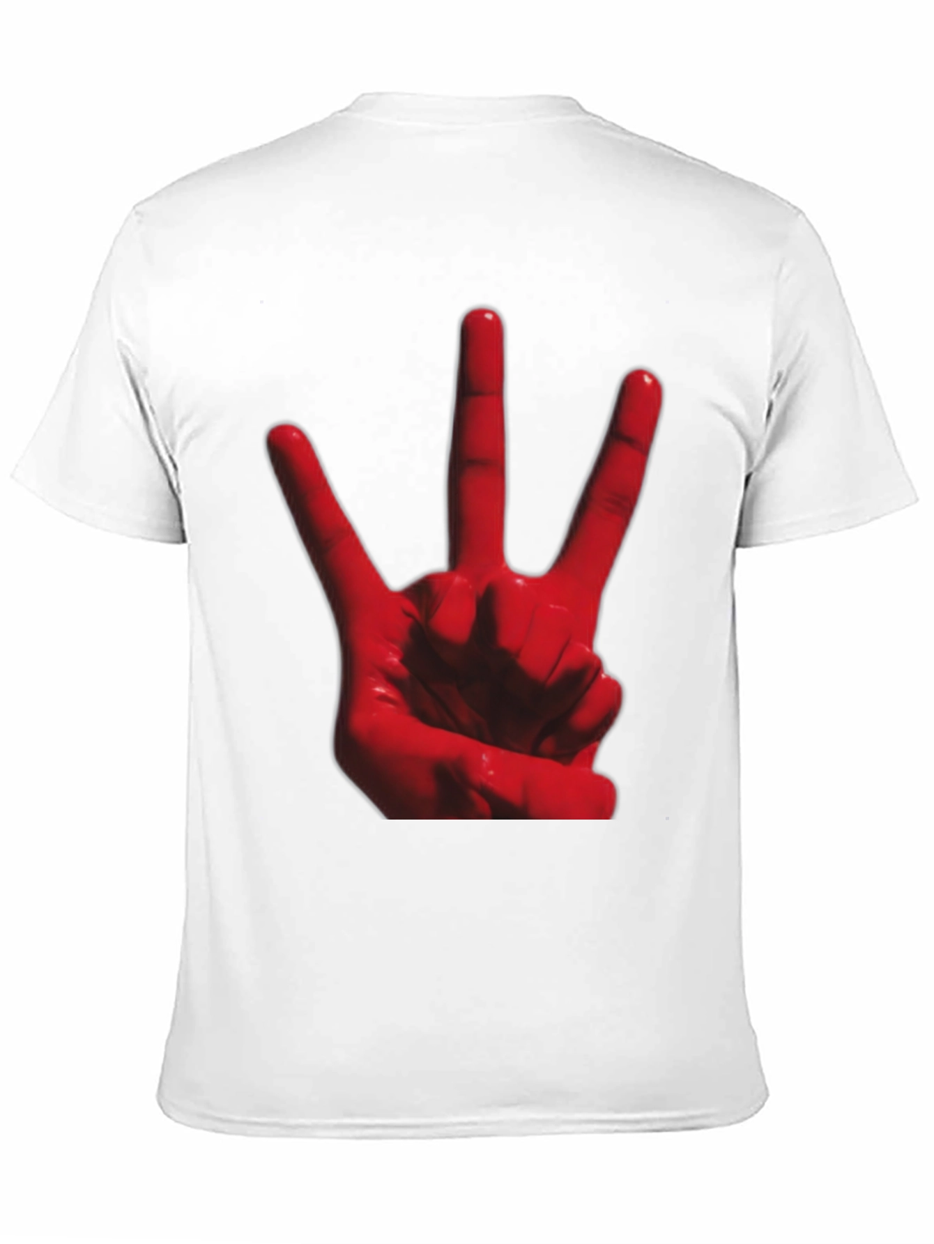 Red 3-Finger Hand Sign Black T-Shirt