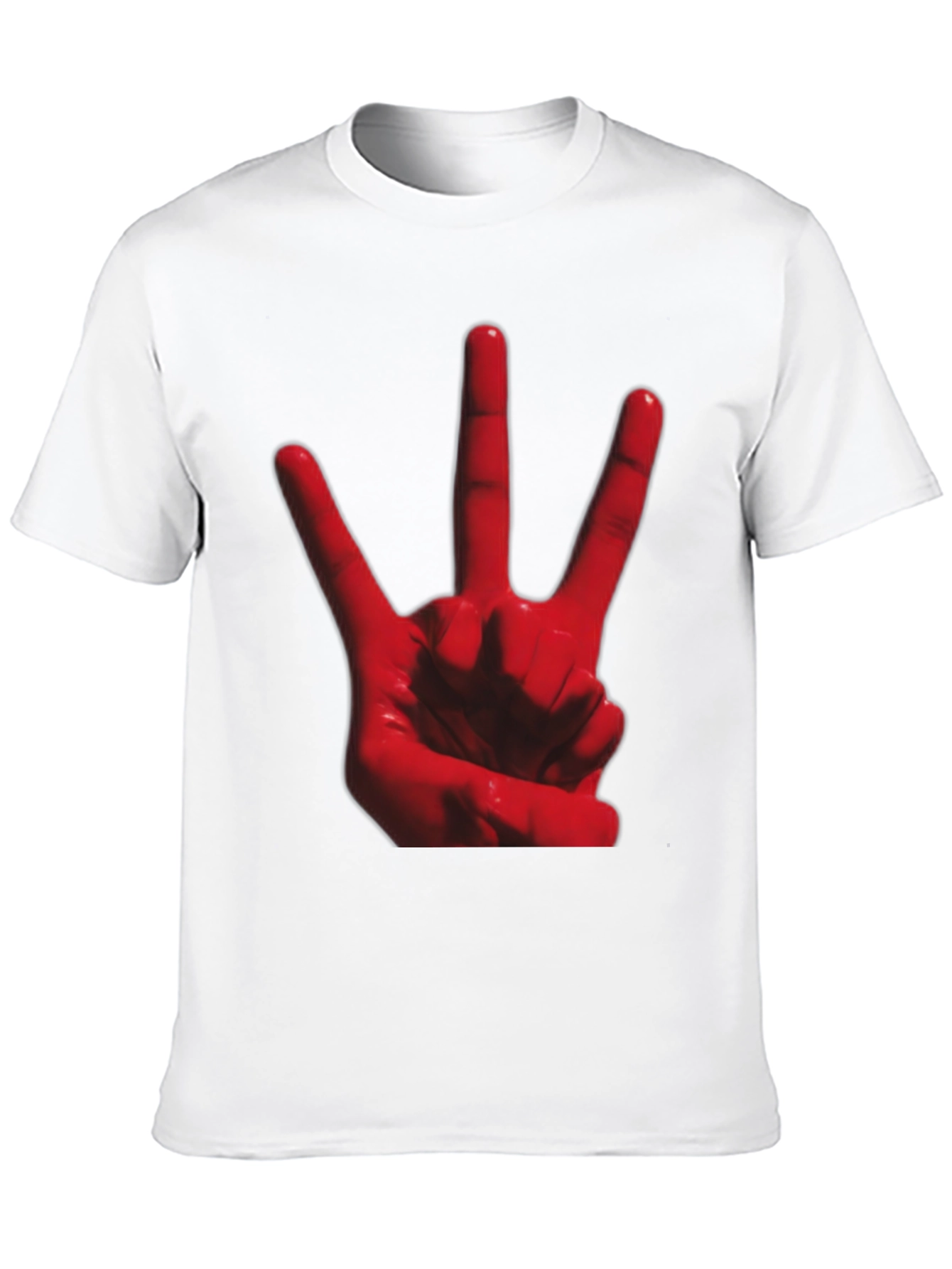 Red 3-Finger Hand Sign Black T-Shirt