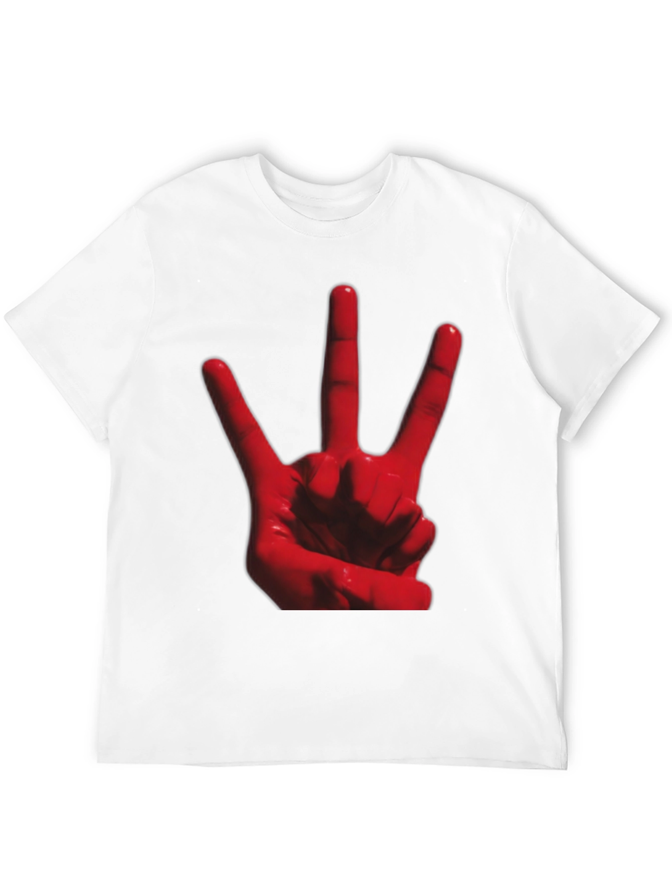 Red 3-Finger Hand Sign Black T-Shirt