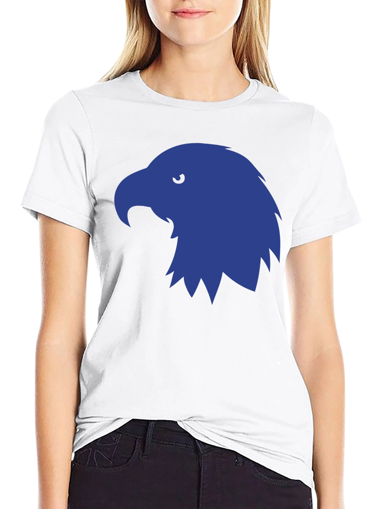 Mens Black T-Shirt with Blue Eagle Graphic