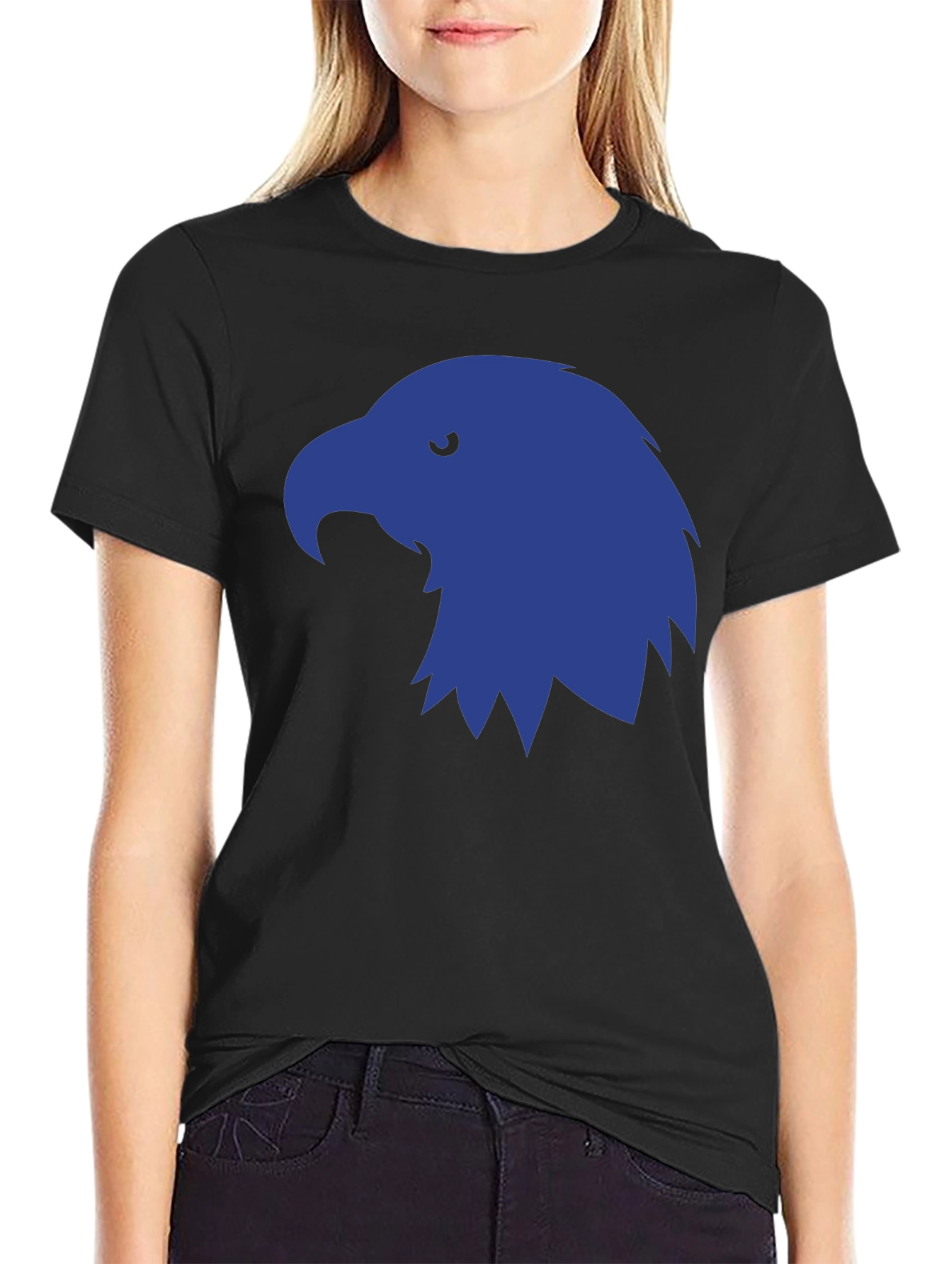 Mens Black T-Shirt with Blue Eagle Graphic
