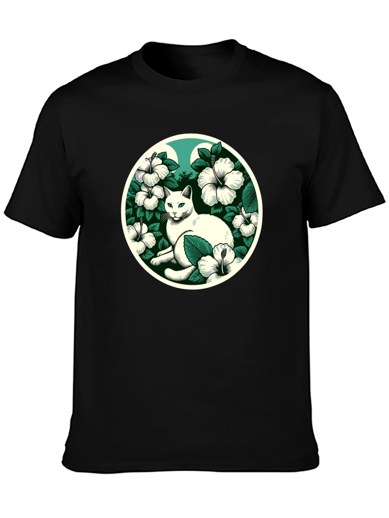 Cat & Hibiscus T-Shirt