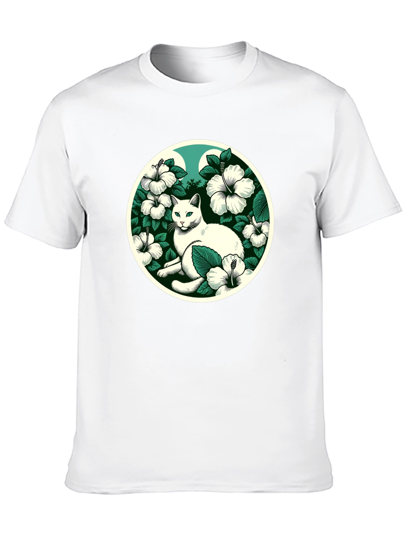 Cat & Hibiscus T-Shirt