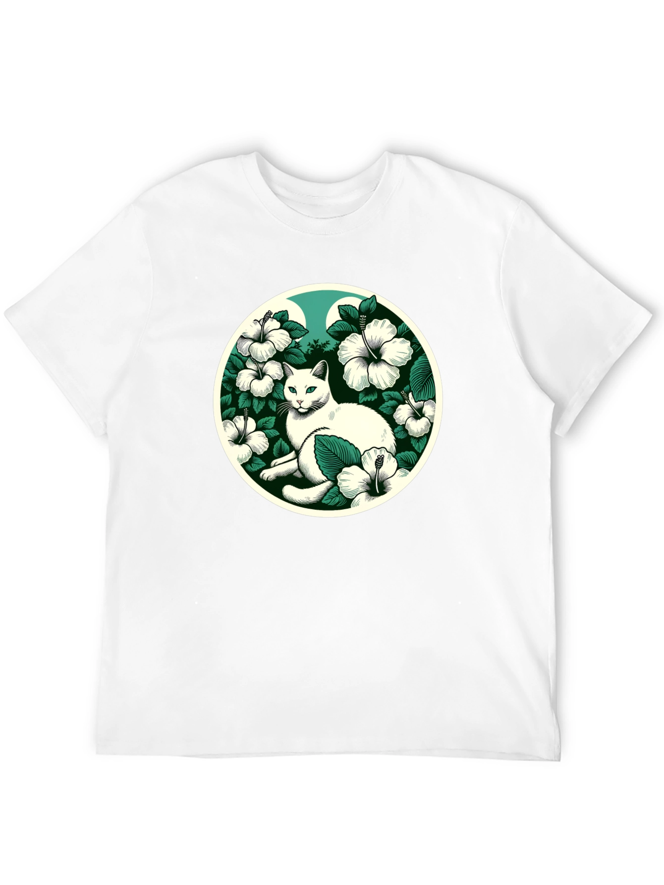 Cat & Hibiscus T-Shirt