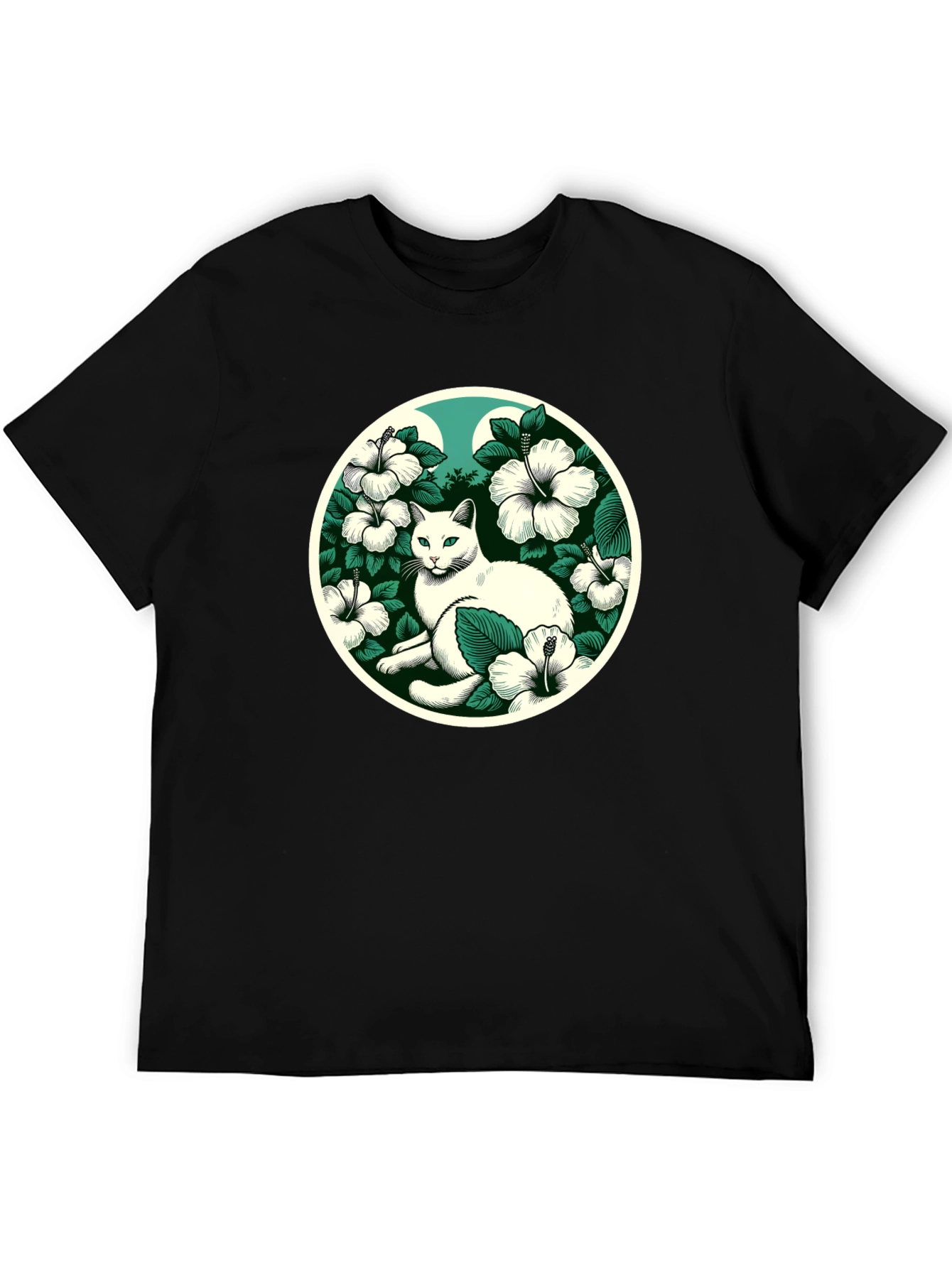 Cat & Hibiscus T-Shirt