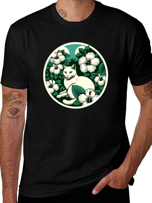 Cat & Hibiscus T-Shirt