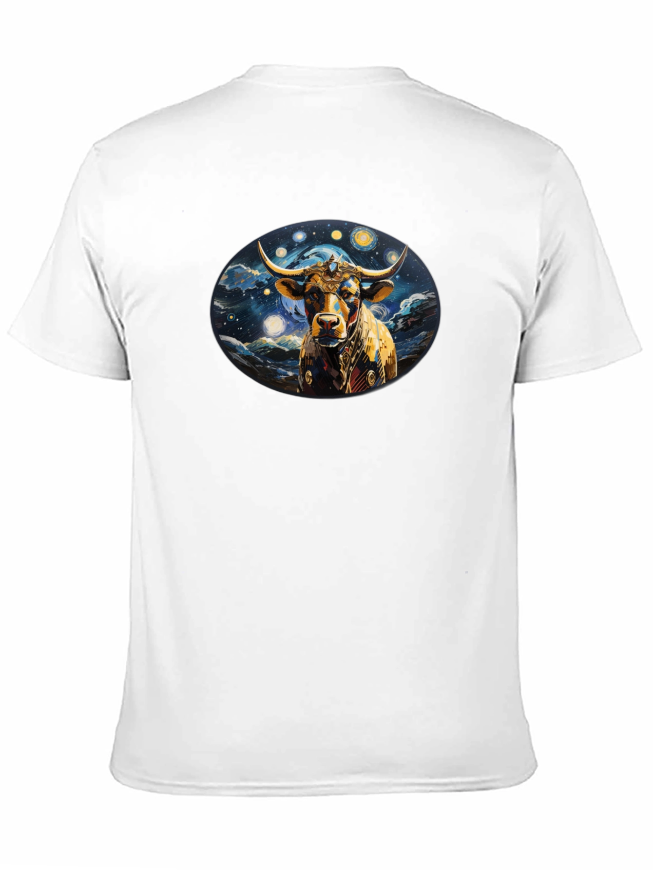 Celestial Bull Graphic Tee - Black Cotton Comfort