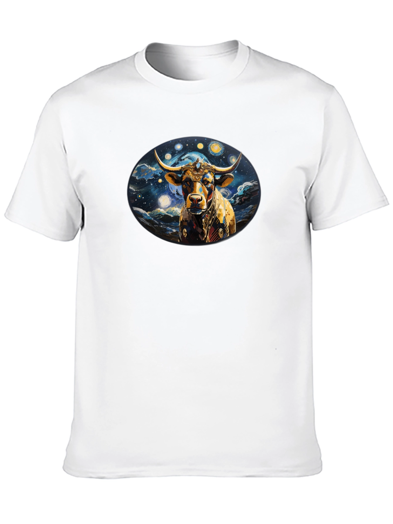 Celestial Bull Graphic Tee - Black Cotton Comfort