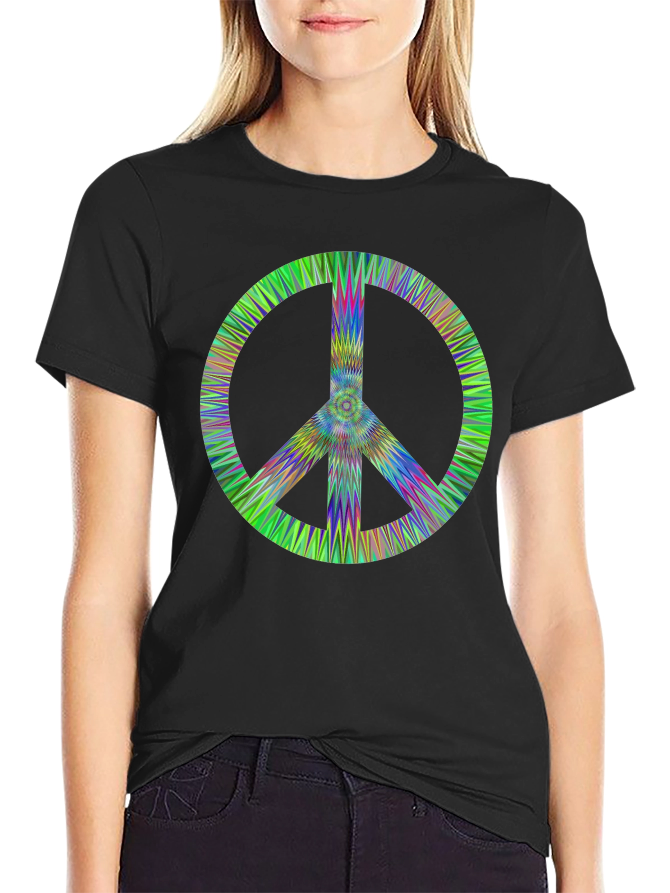 Retro Peace Sign Black T-Shirt