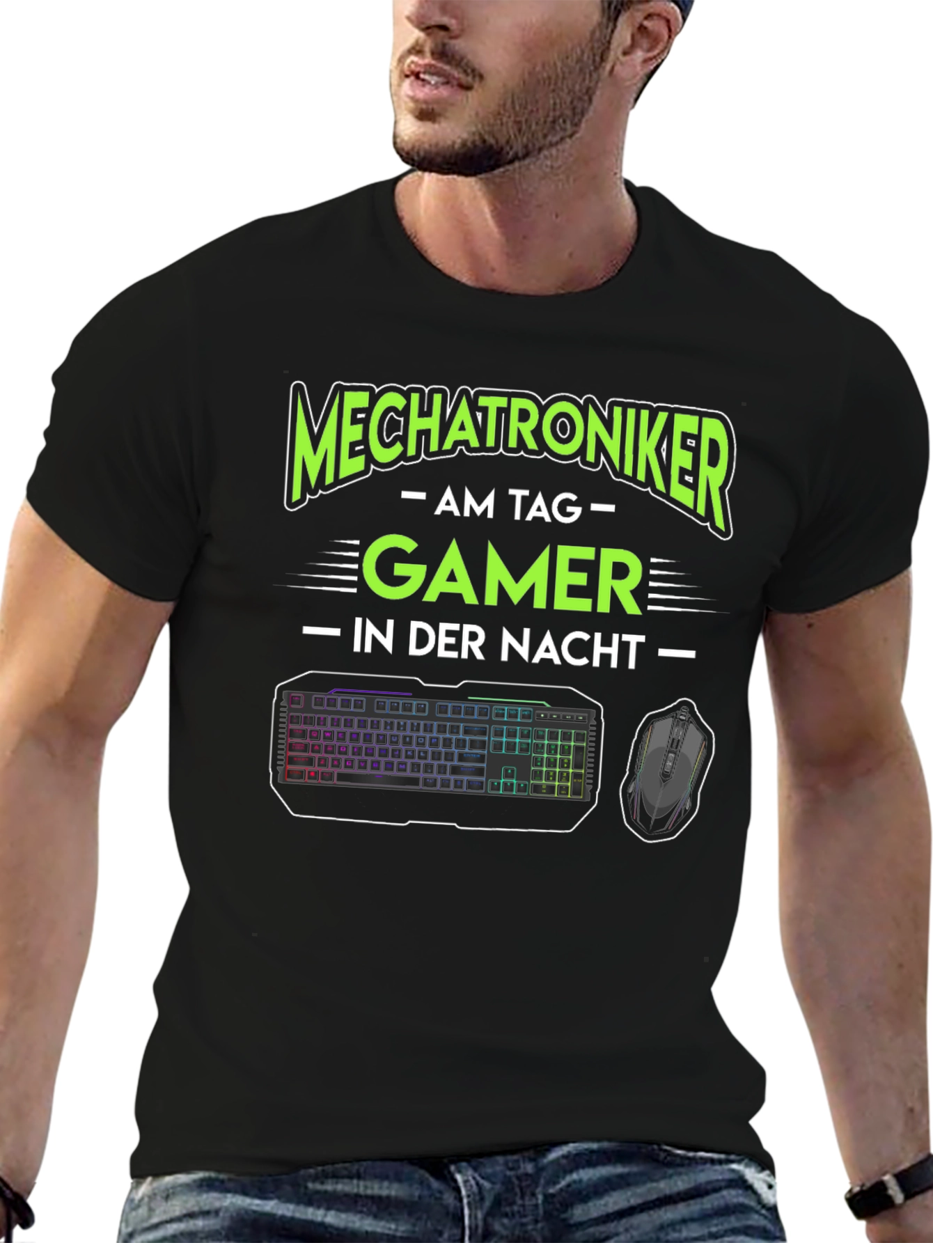 Mechatroniker Gamer T-Shirt - Day/Night Gaming Tee