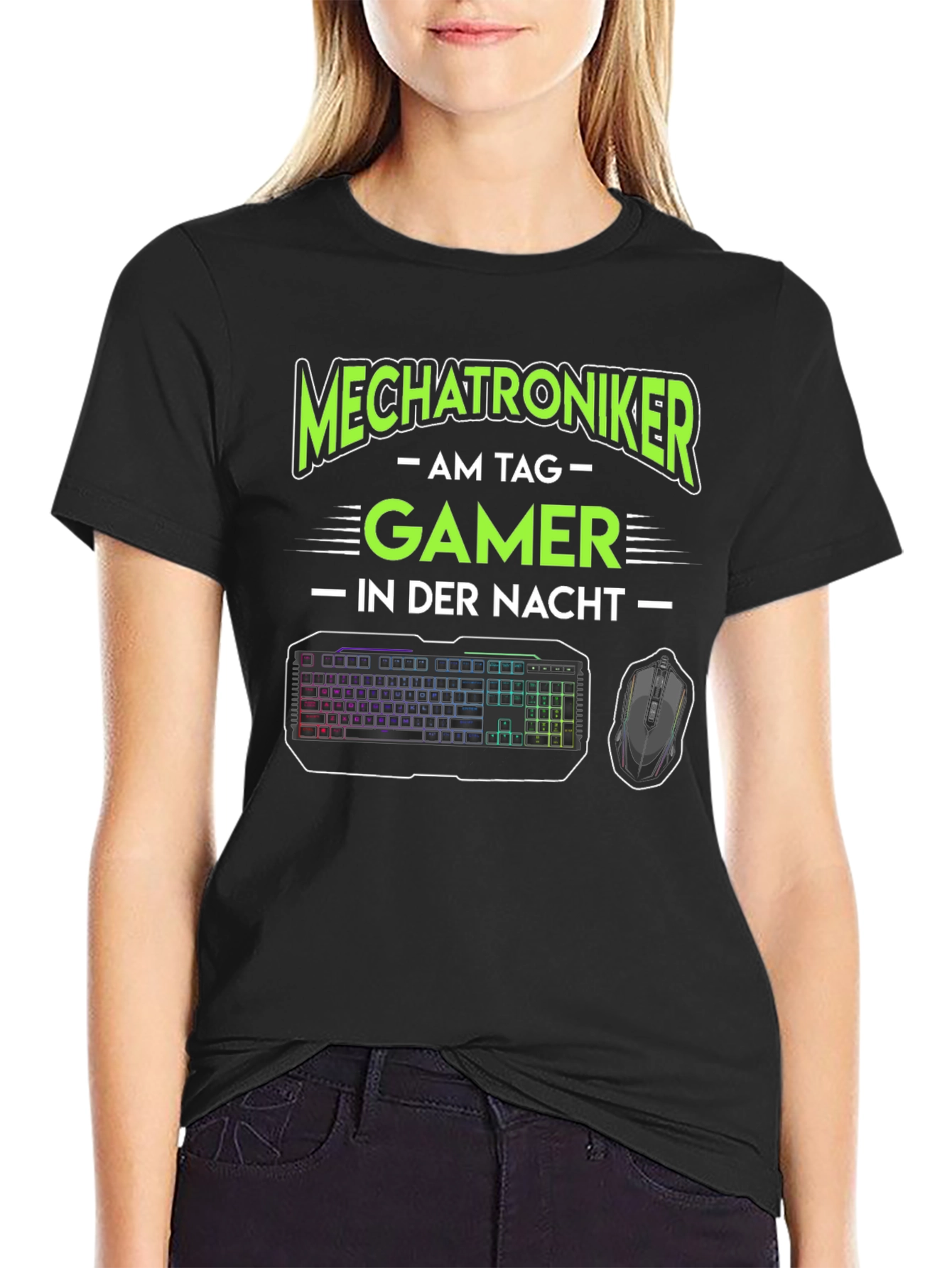 Mechatroniker Gamer T-Shirt - Day/Night Gaming Tee