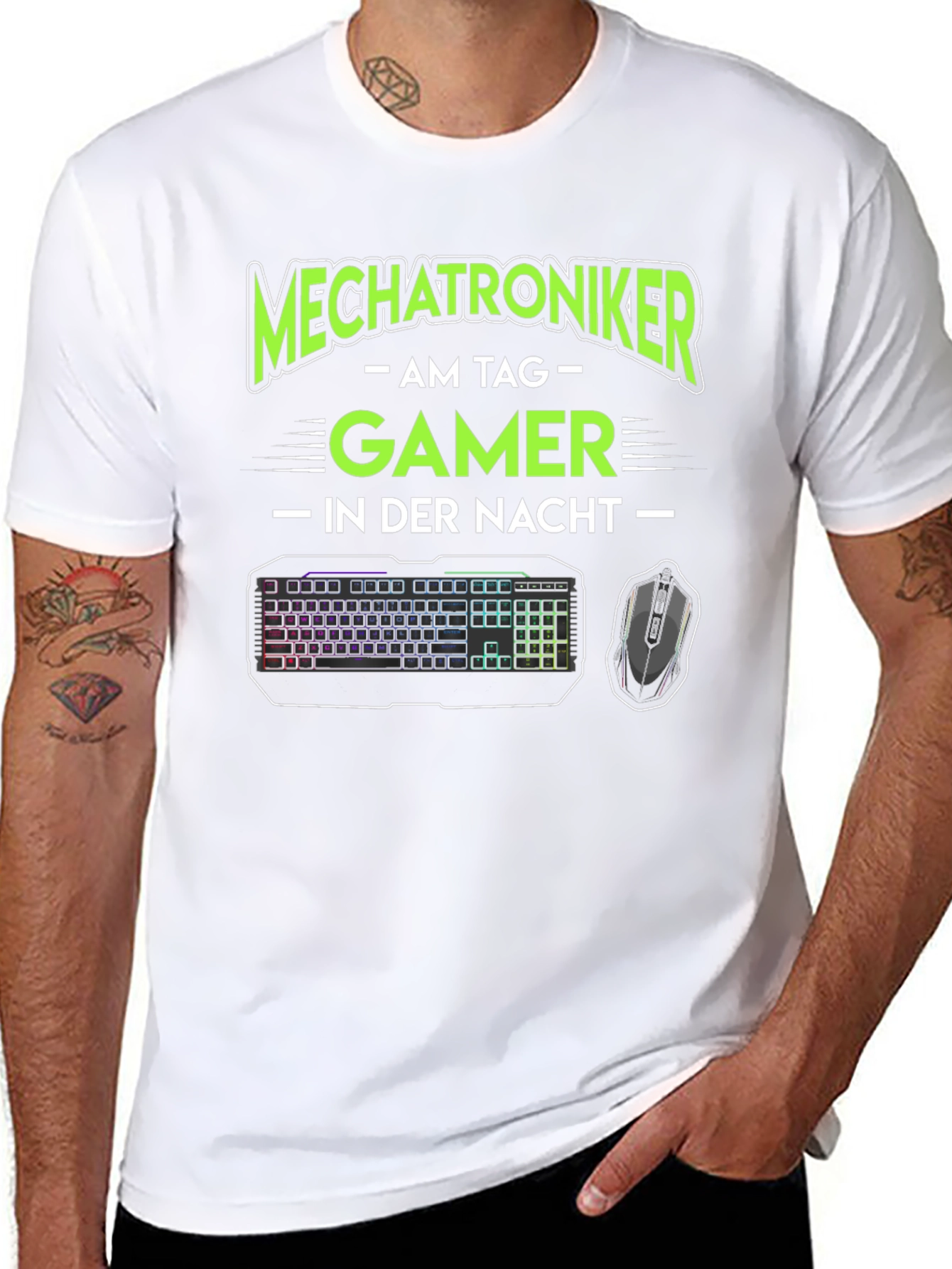 Mechatroniker Gamer T-Shirt - Day/Night Gaming Tee