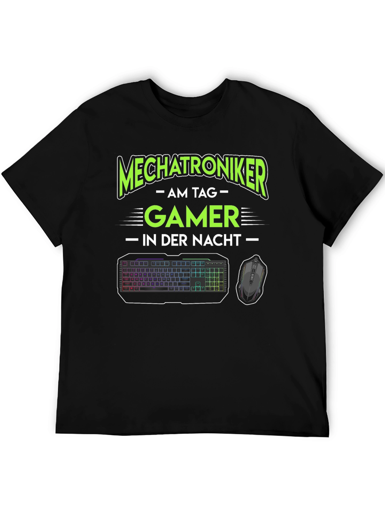 Mechatroniker Gamer T-Shirt - Day/Night Gaming Tee