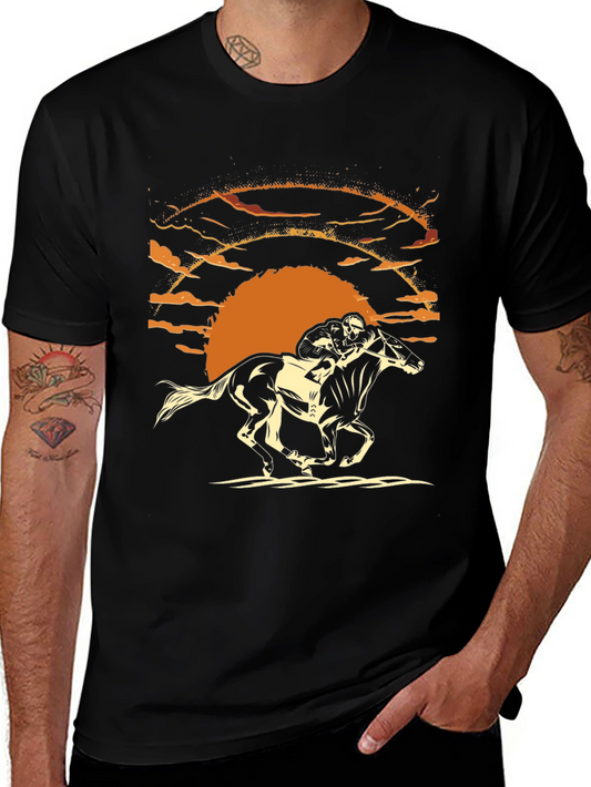 Horse Racing Sunset Graphic Tee