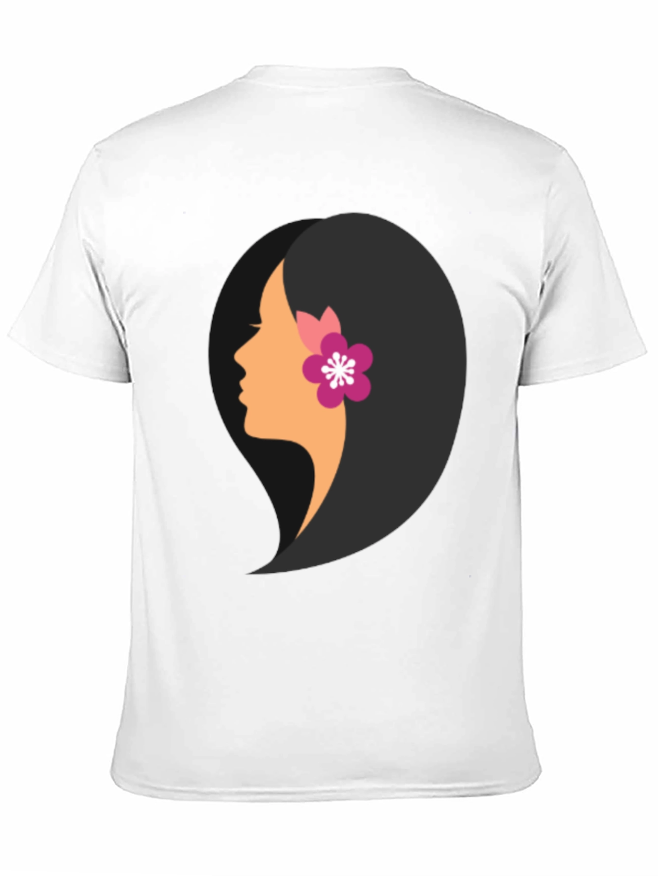 Black T-Shirt with Woman Profile Graphic