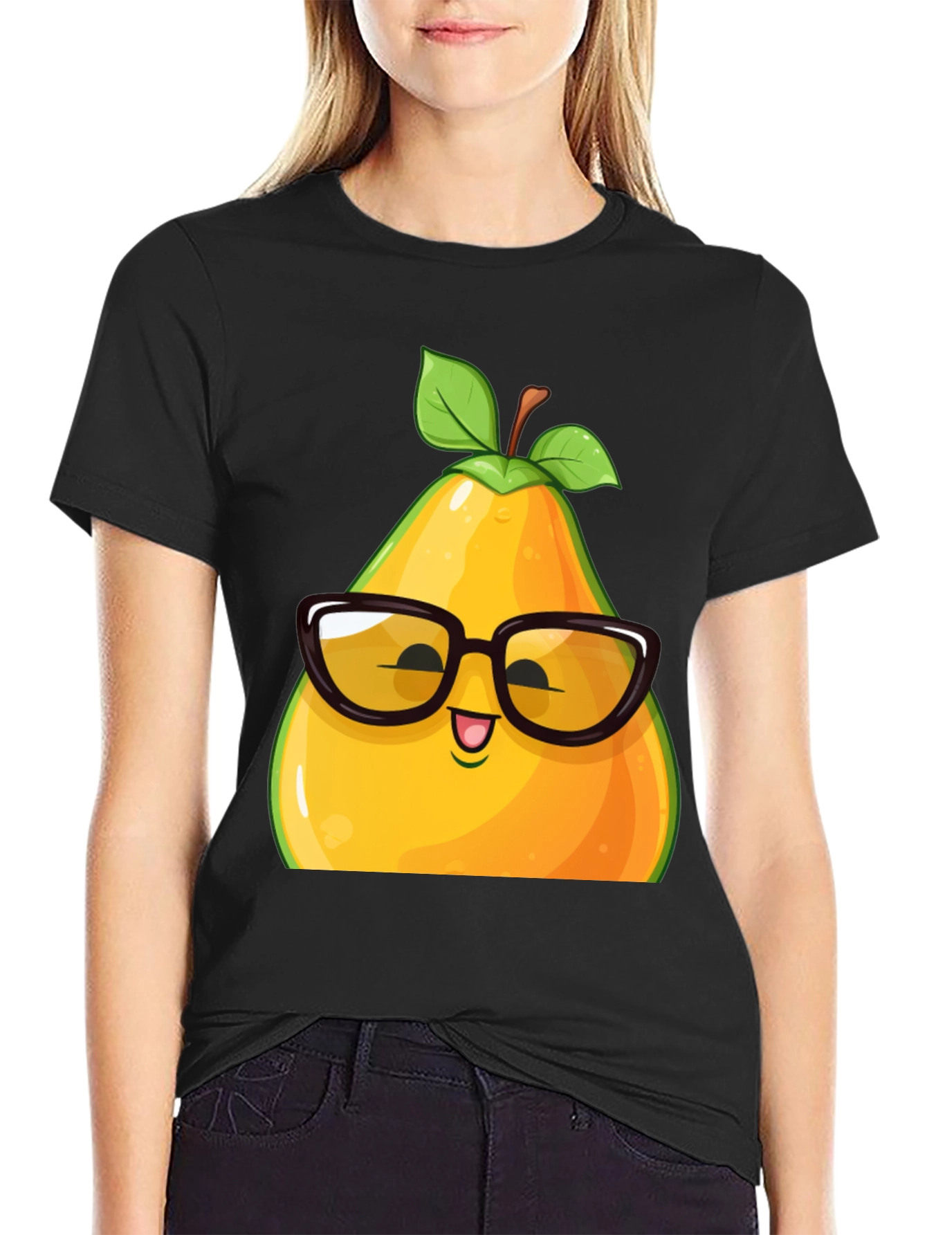 Funny Pear with Glasses Graphic T-Shirt