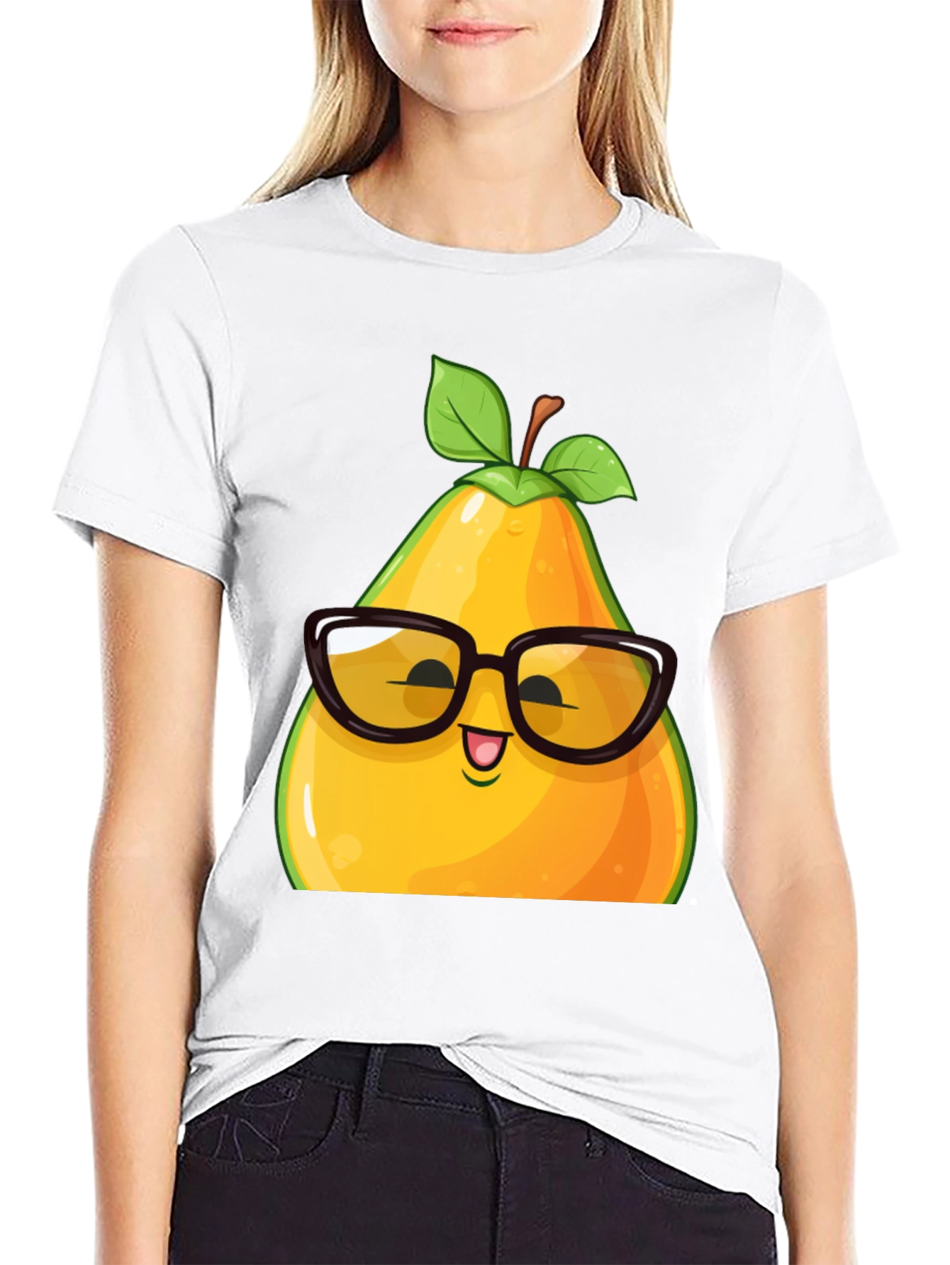 Funny Pear with Glasses Graphic T-Shirt