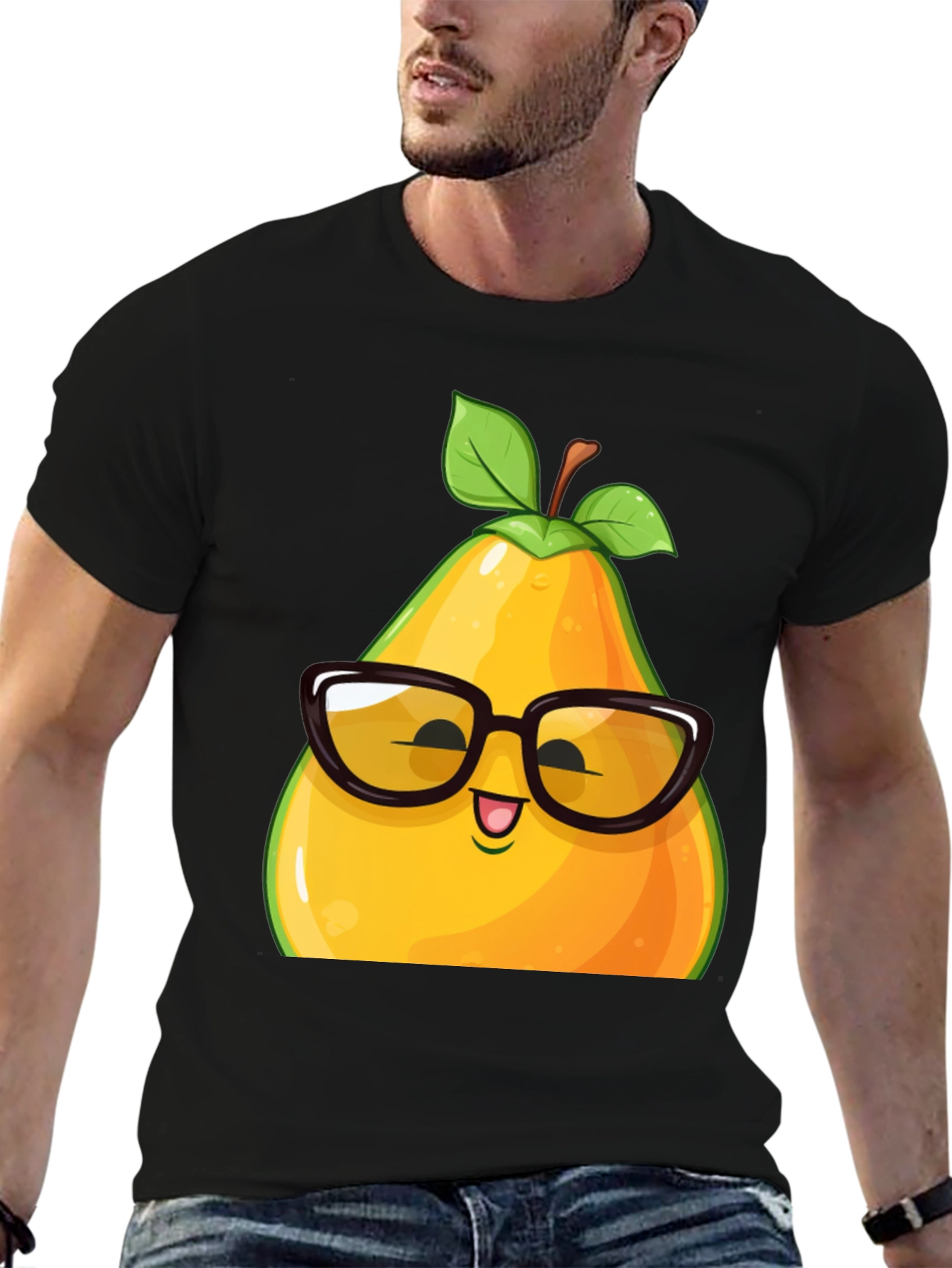 Funny Pear with Glasses Graphic T-Shirt