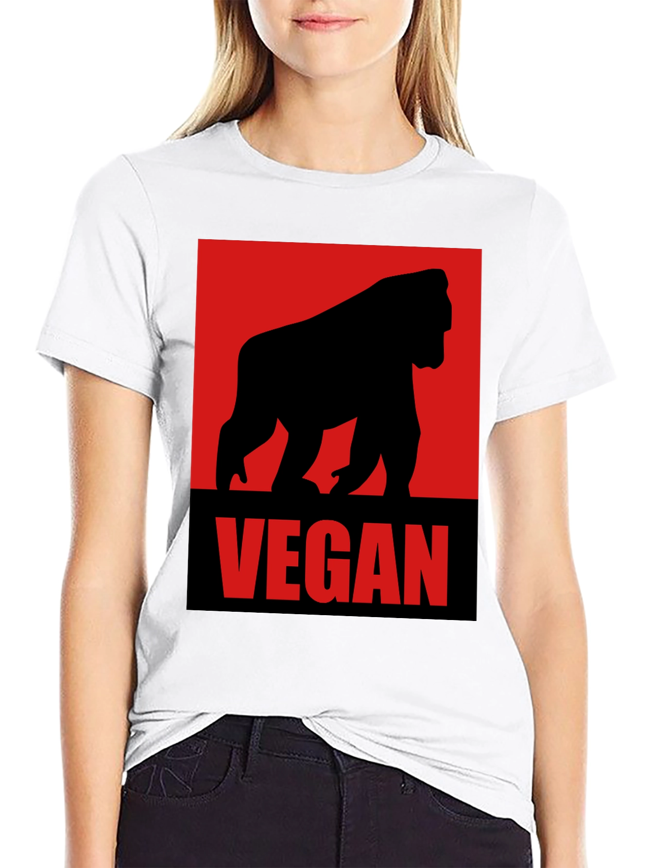 Vegan Gorilla Graphic Tee - Black