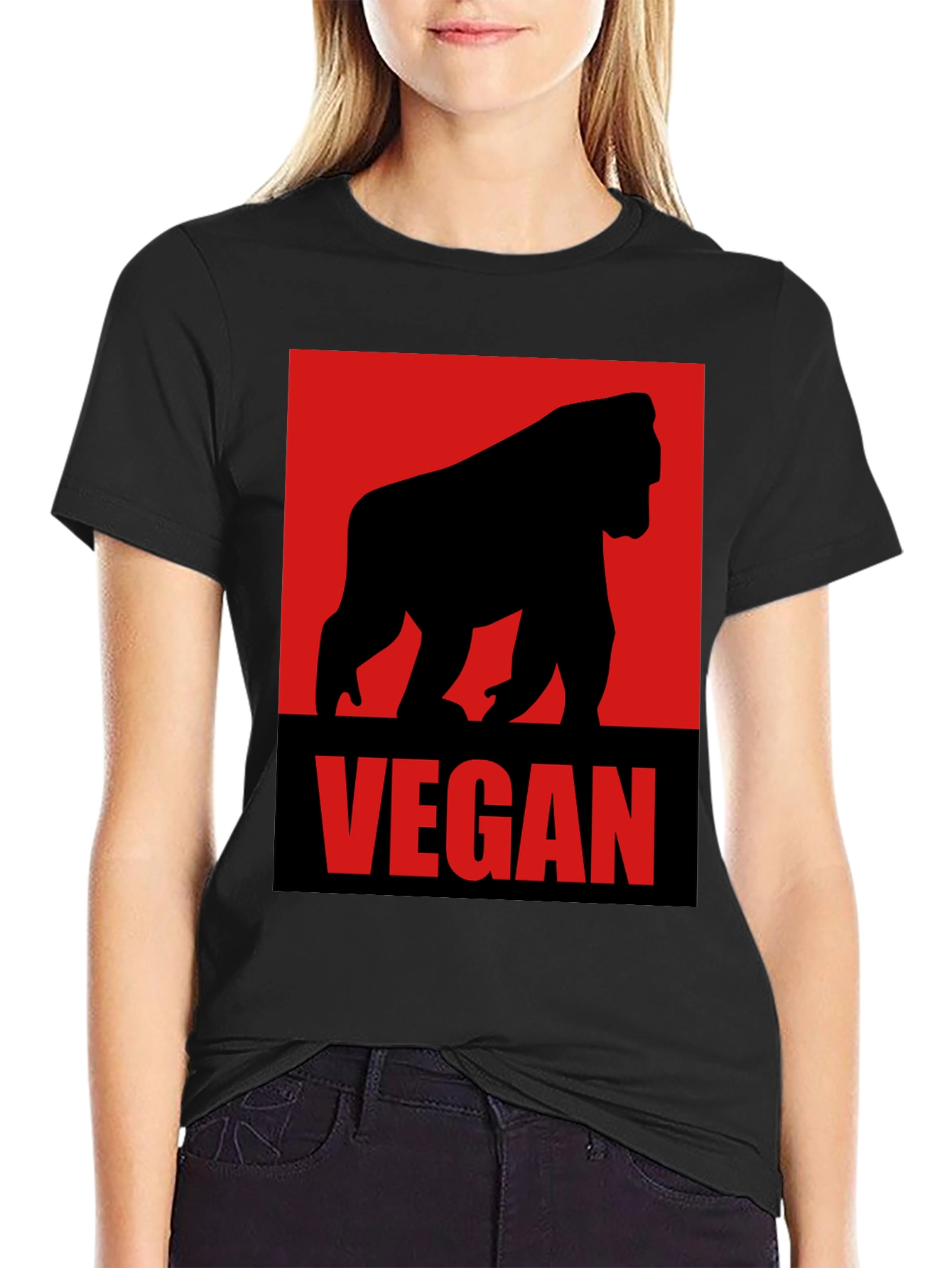 Vegan Gorilla Graphic Tee - Black