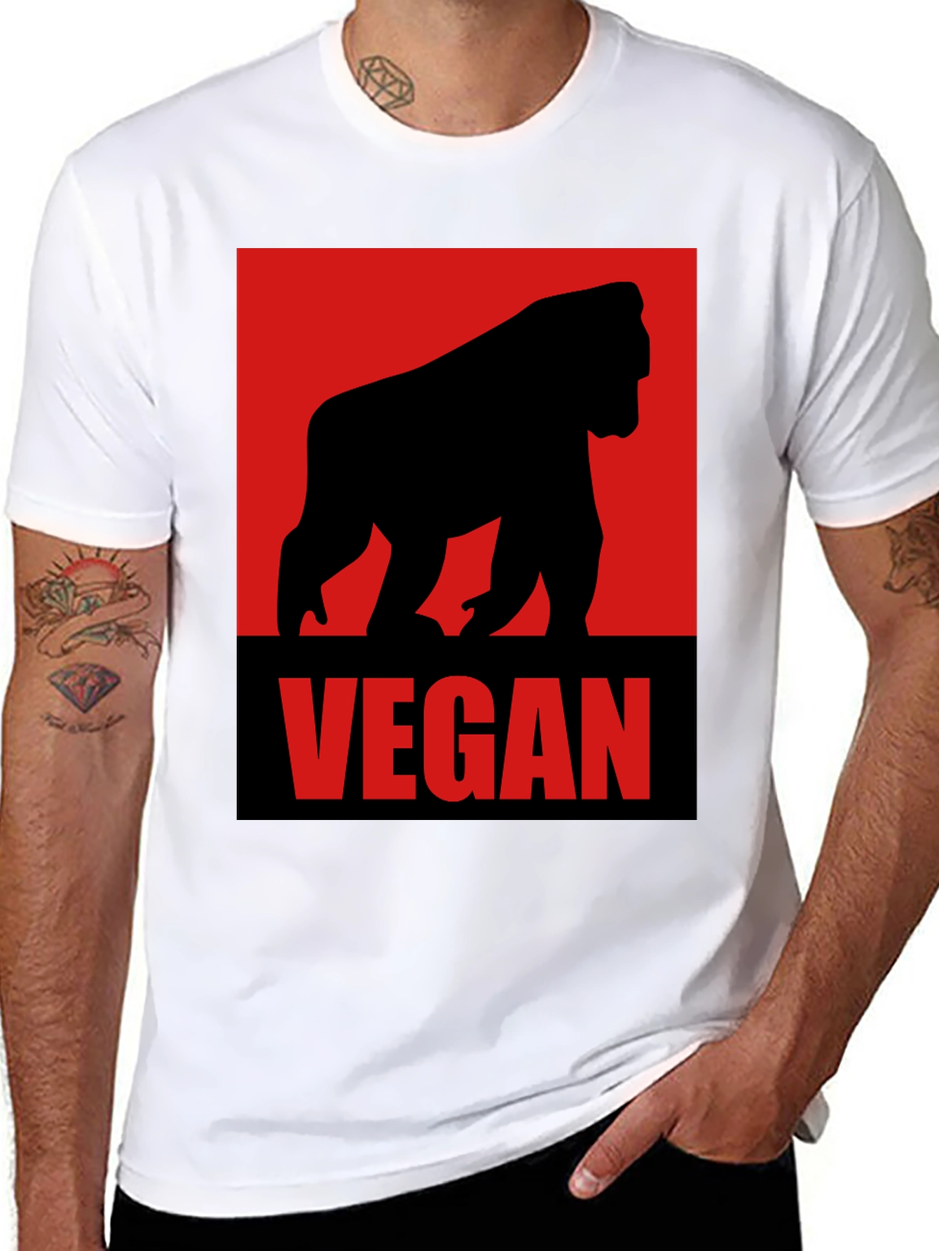 Vegan Gorilla Graphic Tee - Black