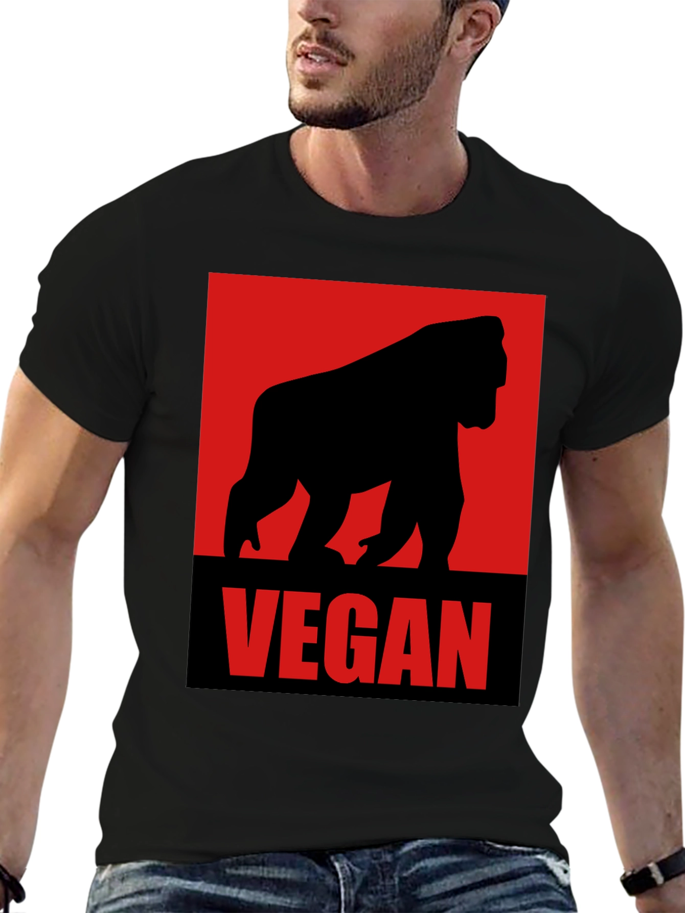 Vegan Gorilla Graphic Tee - Black