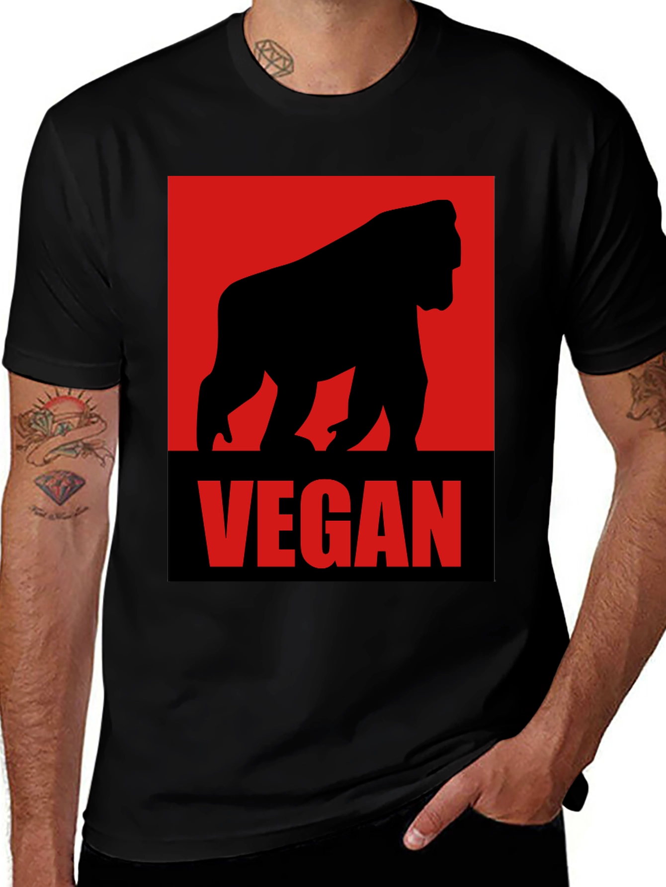 Vegan Gorilla Graphic Tee - Black
