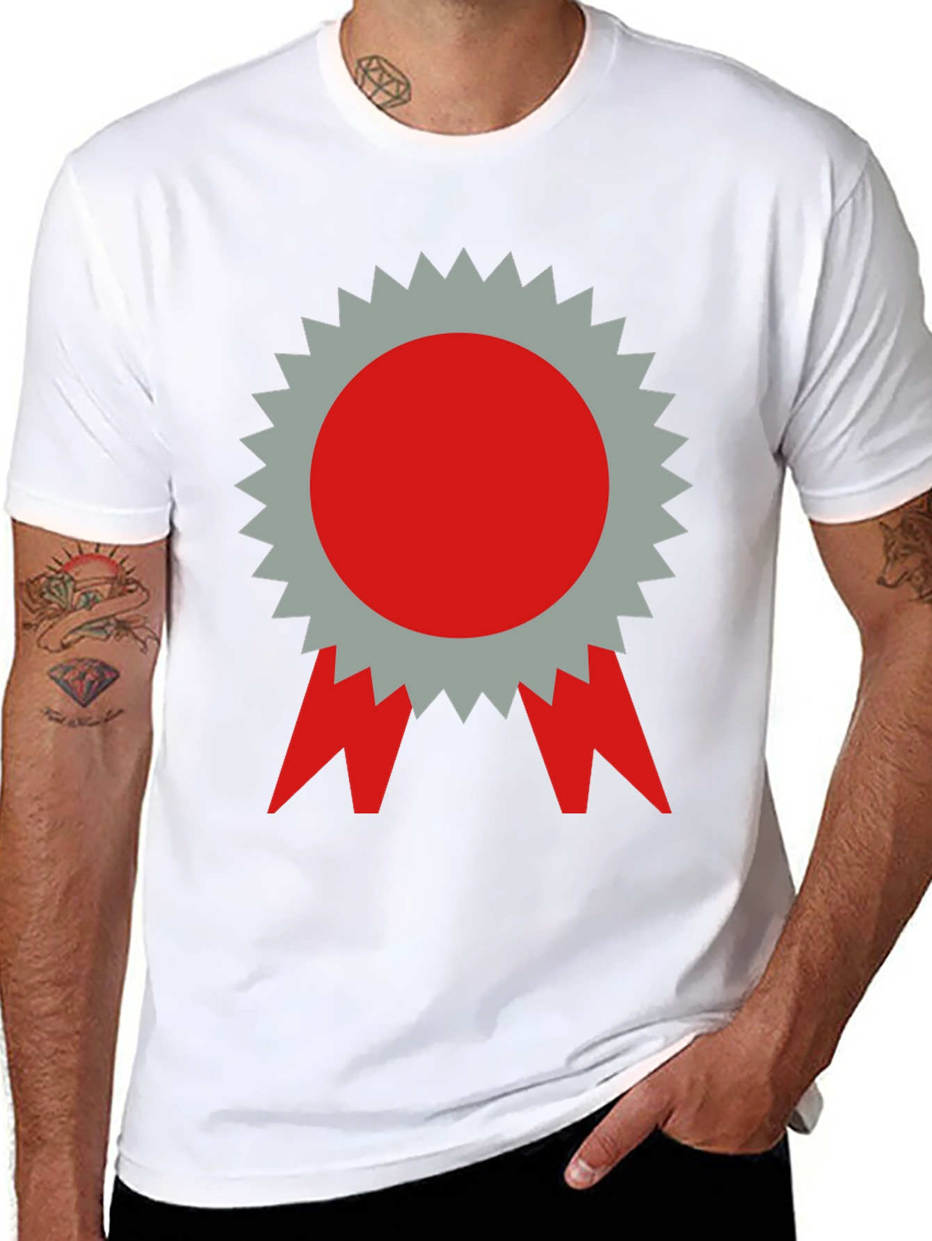 Graphic Tee - Red & Gray Award Ribbon Design