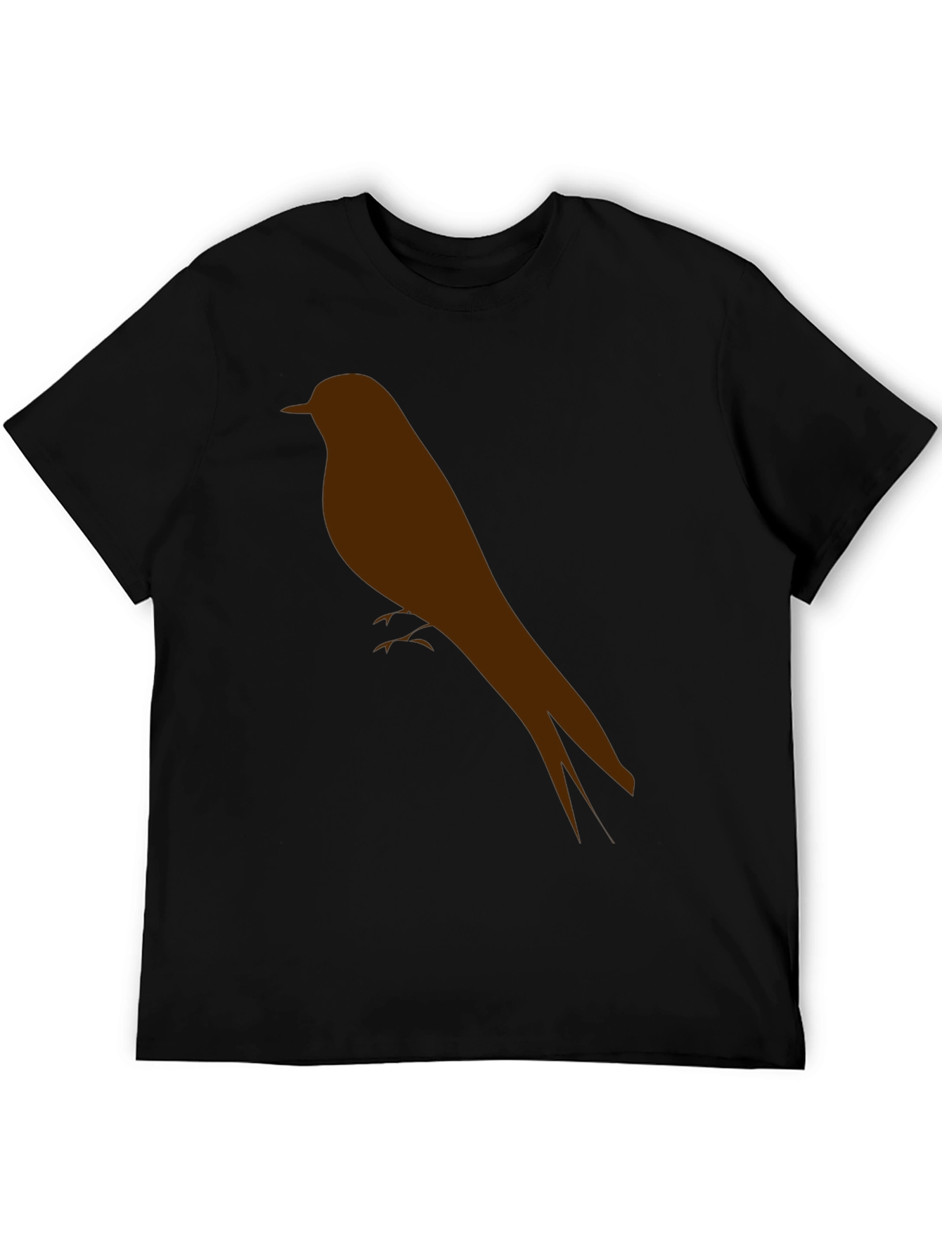 Mens Black T-Shirt with Bird Silhouette Graphic