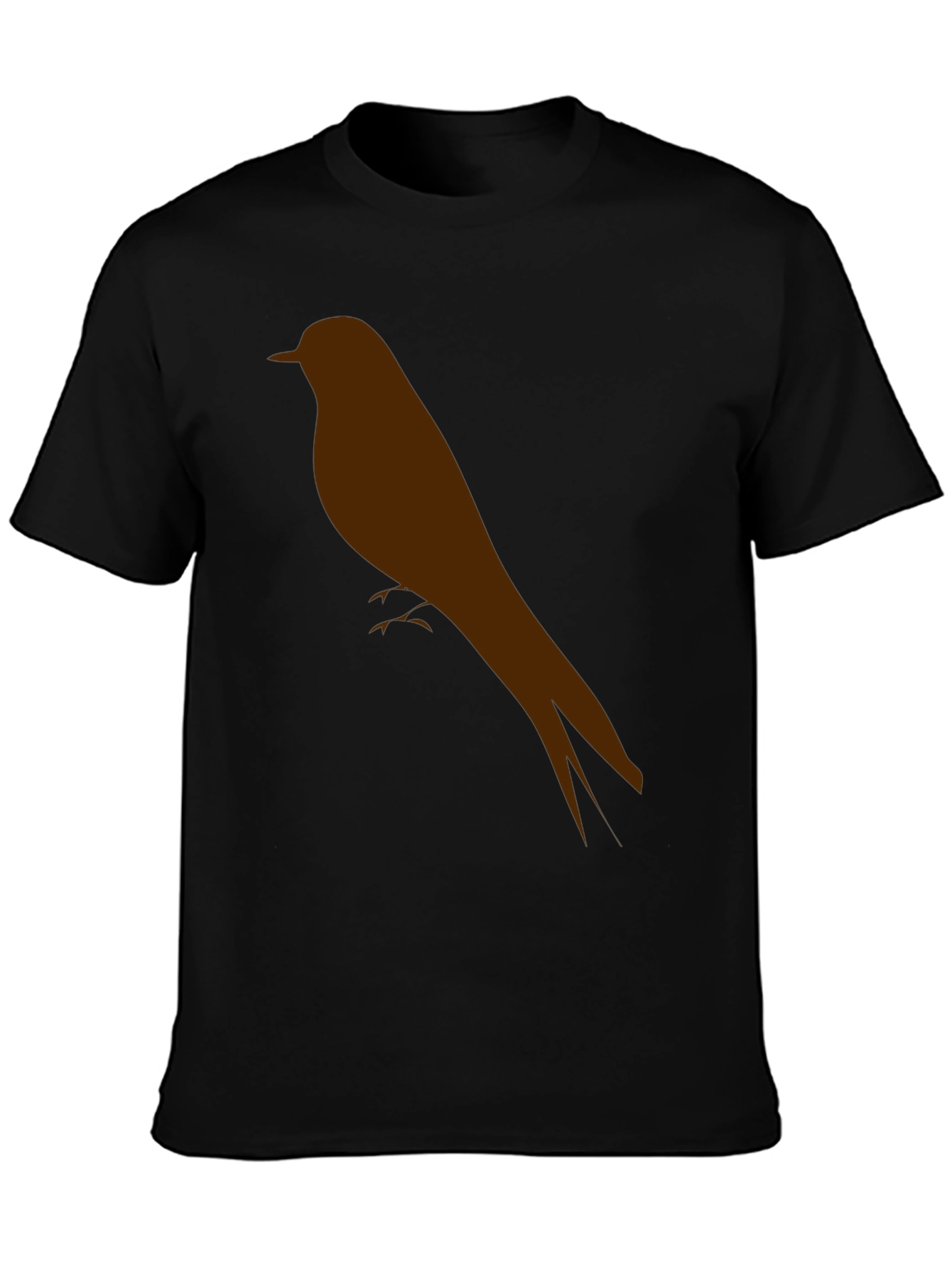 Mens Black T-Shirt with Bird Silhouette Graphic