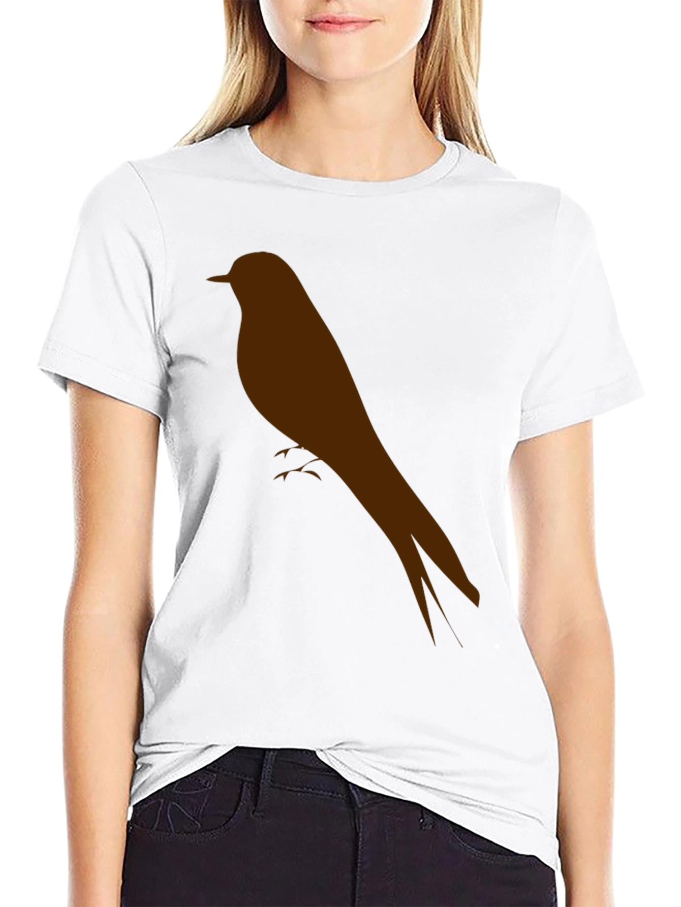 Mens Black T-Shirt with Bird Silhouette Graphic