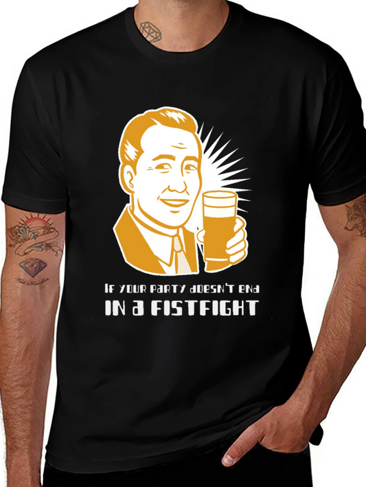 Party Fistfight Graphic Tee - Black Cotton T-Shirt