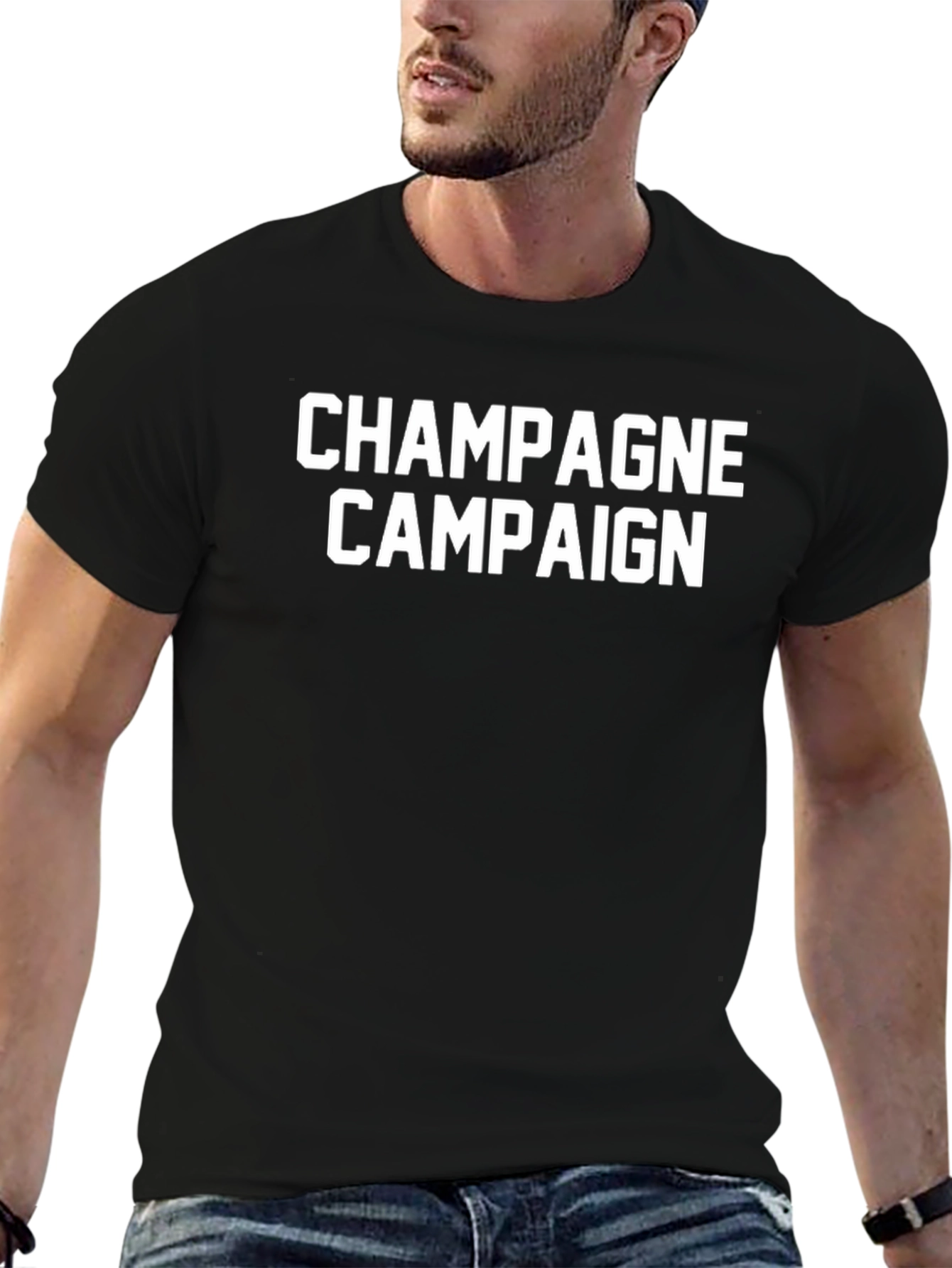 Champagne Campaign Black Graphic T-Shirt
