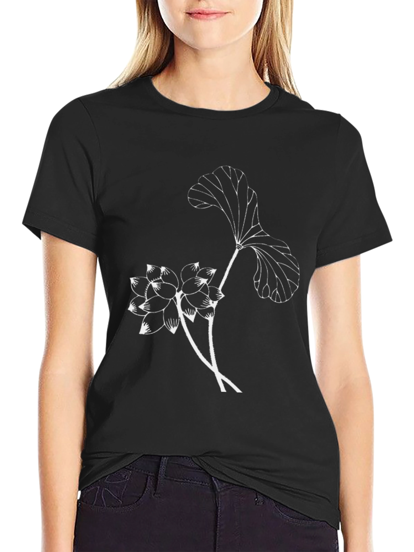 Black Lotus Flower Graphic Tee