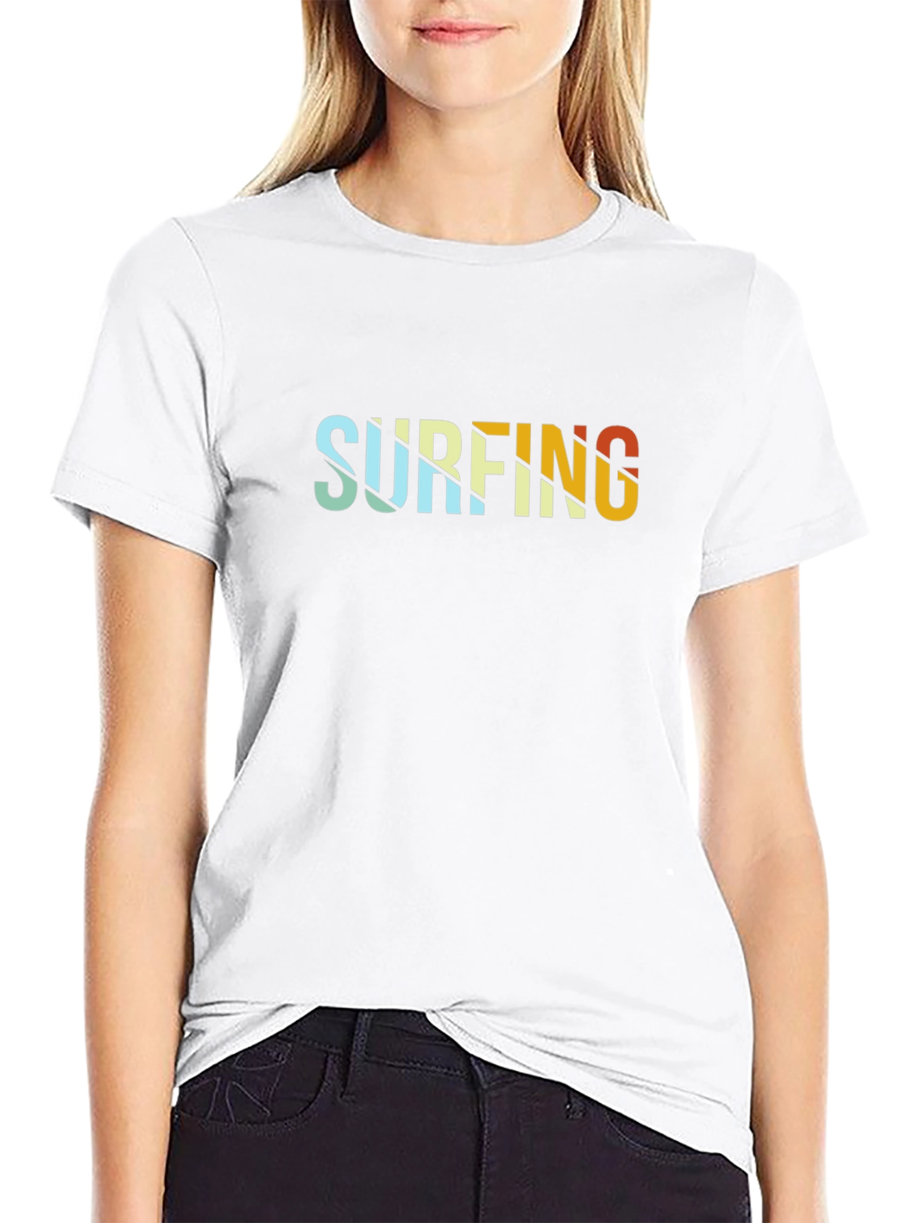 Retro Surfing Graphic Black Tee