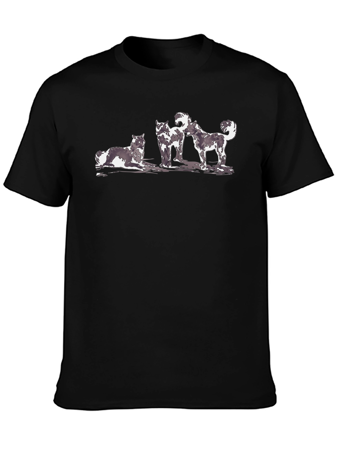 Husky Trio Graphic Black T-Shirt