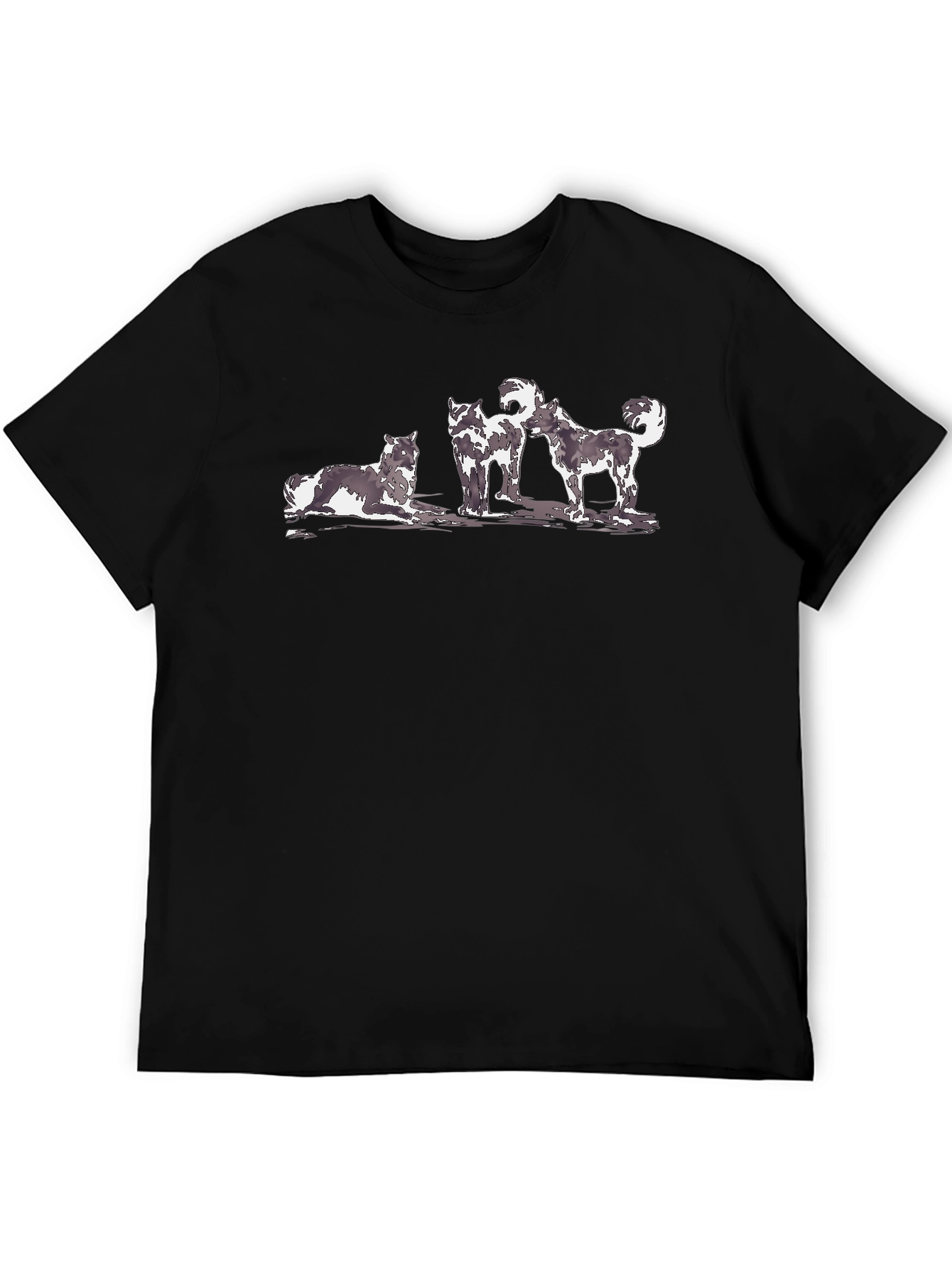 Husky Trio Graphic Black T-Shirt
