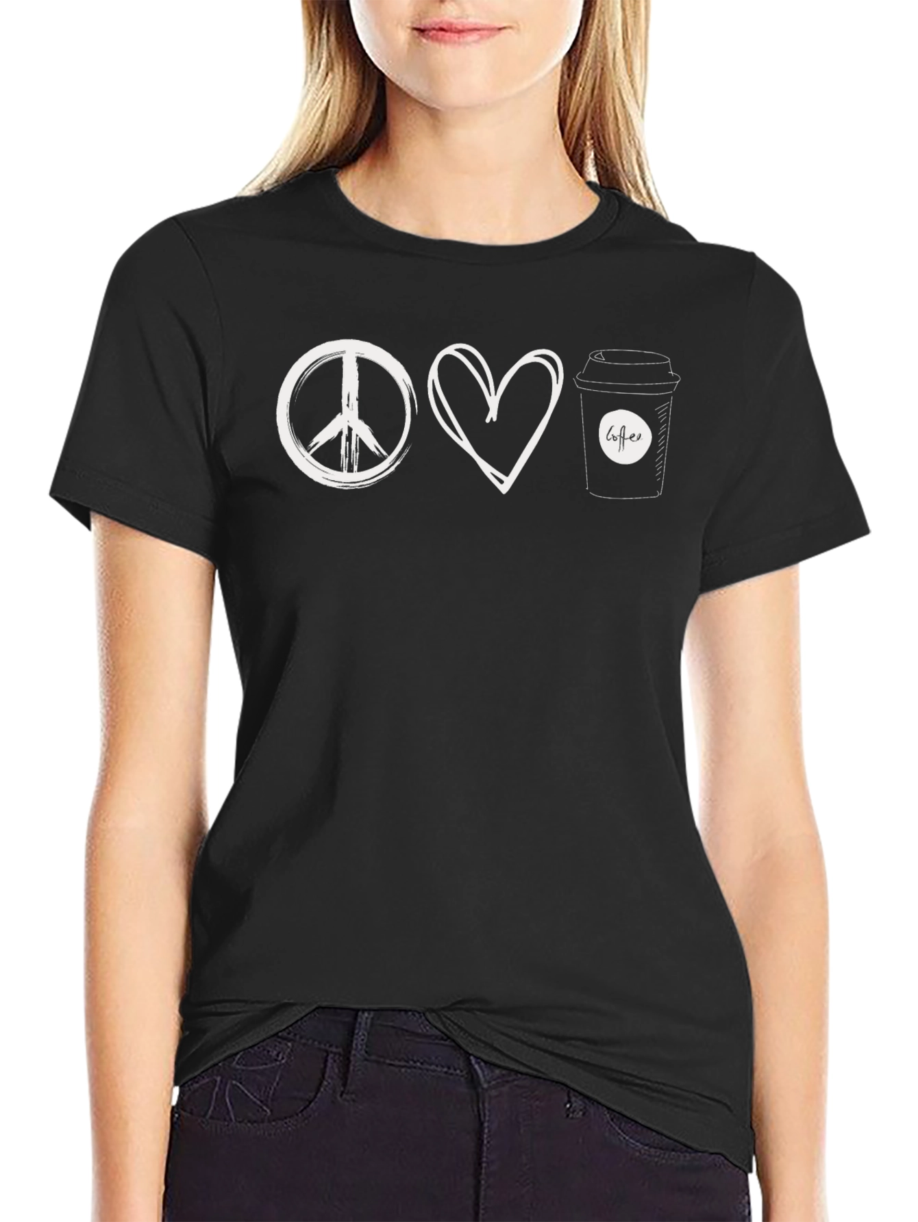 Peace Love Coffee Graphic Tee - Unisex Cotton T-Shirt
