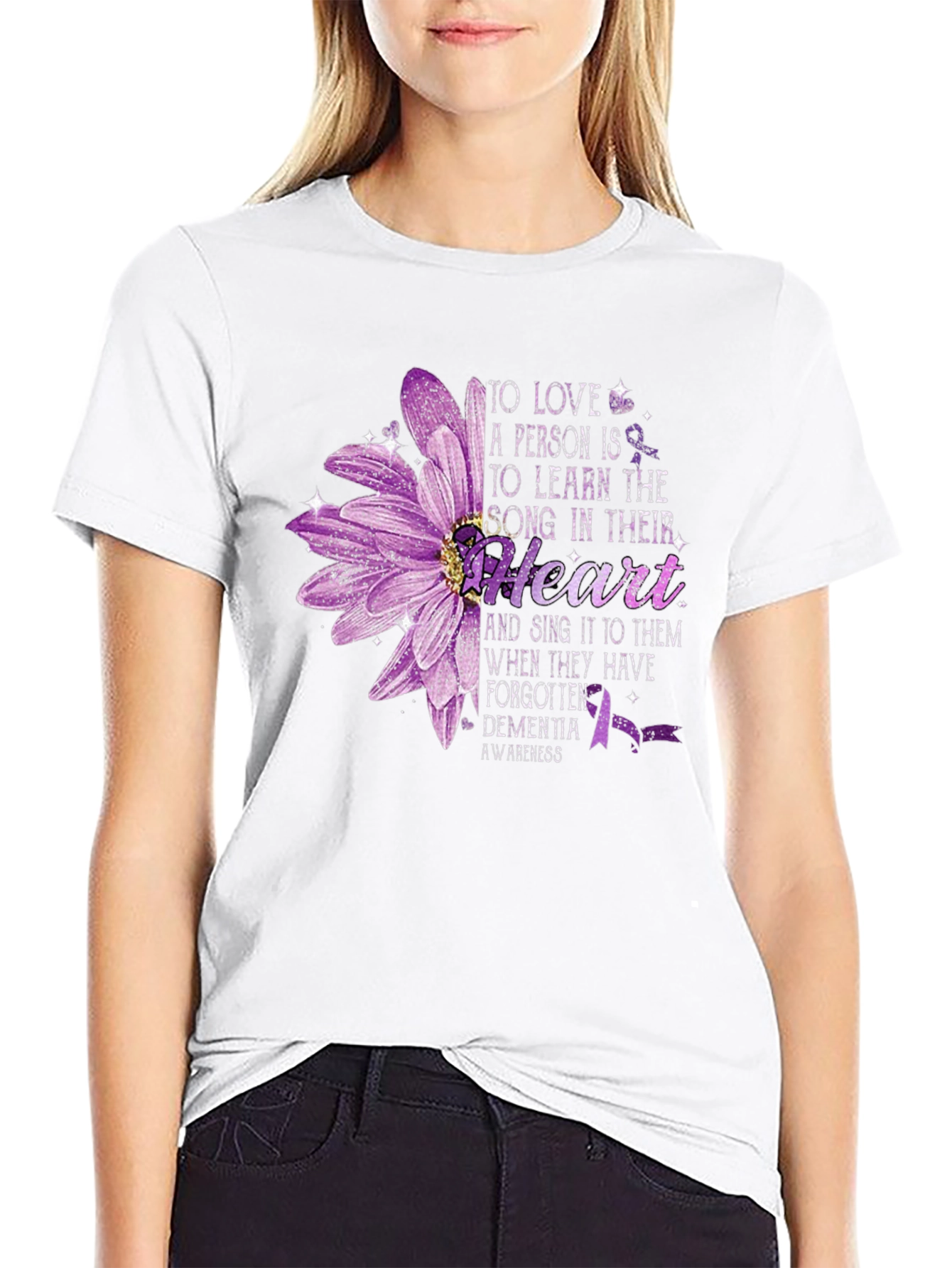 Dementia Awareness Flower Heart T-Shirt