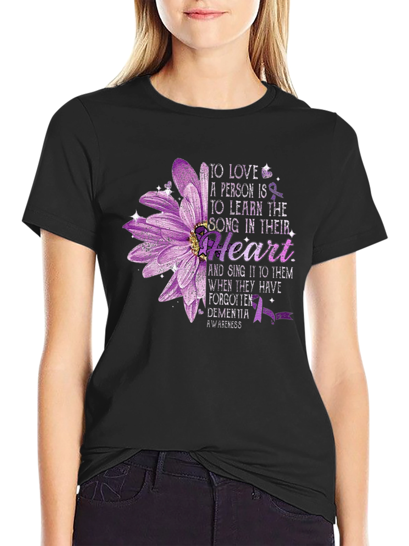 Dementia Awareness Flower Heart T-Shirt