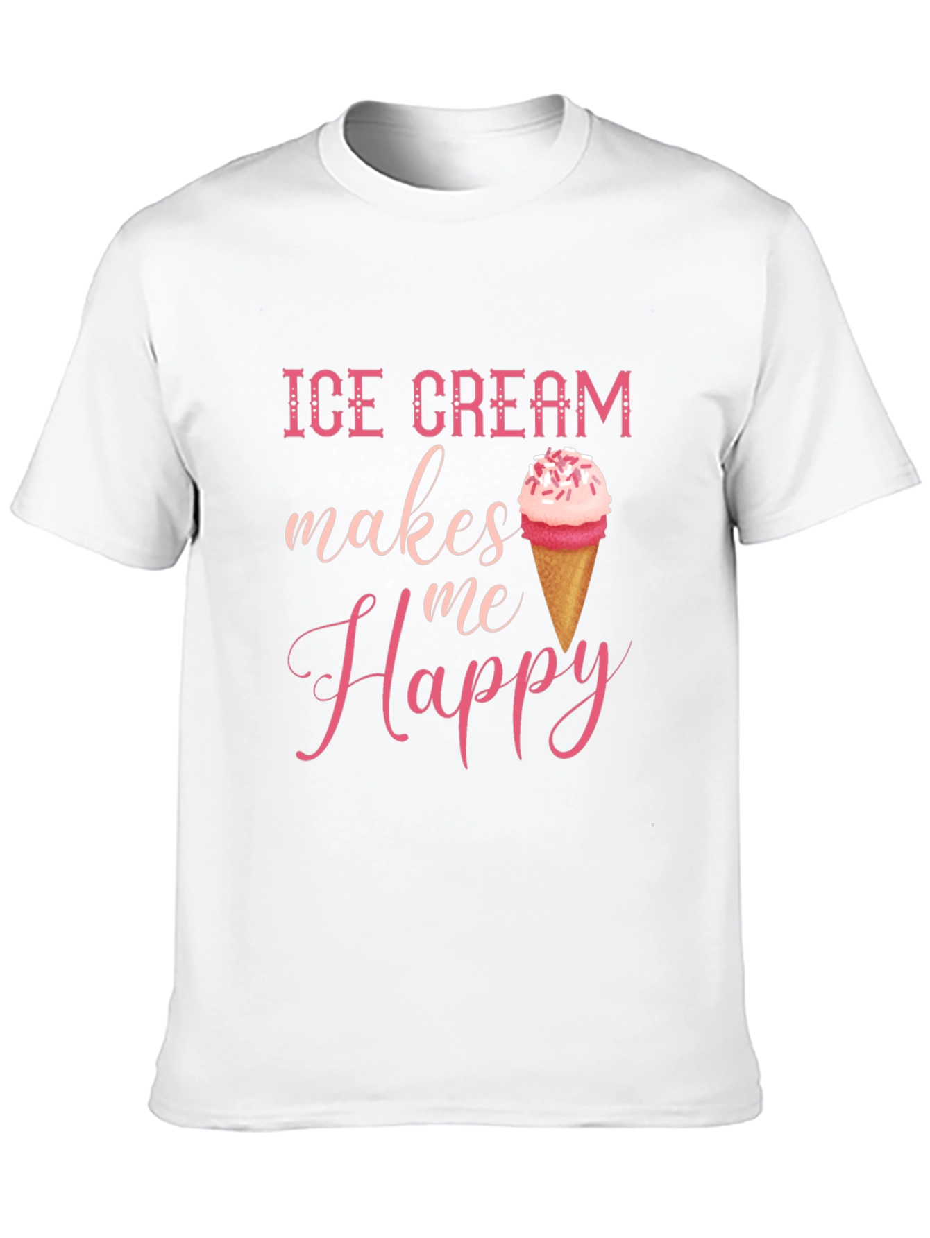Ice Cream Makes Me Happy Graphic Tee - Black