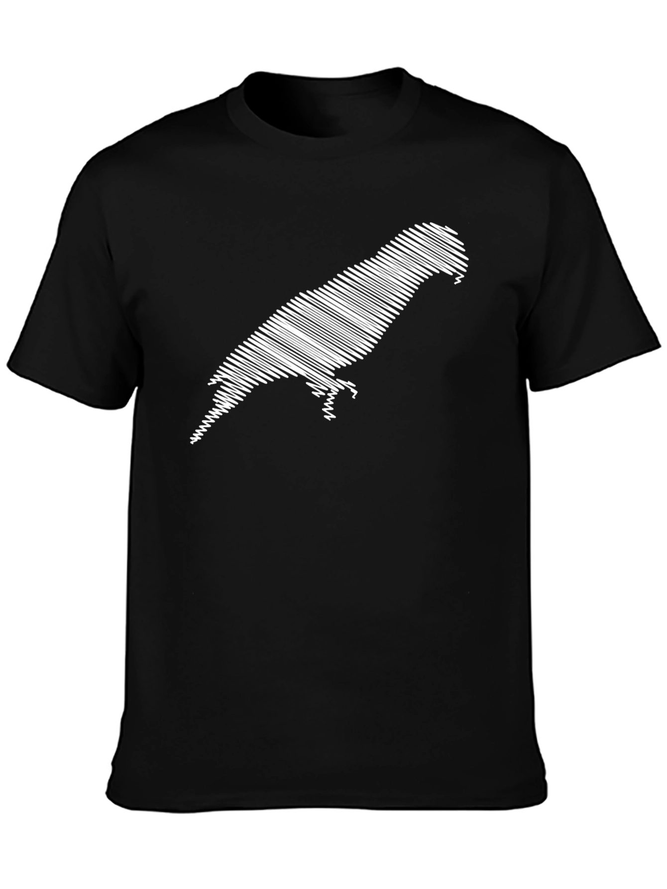 Stylish Parrot Graphic Tee - Black Cotton Comfort