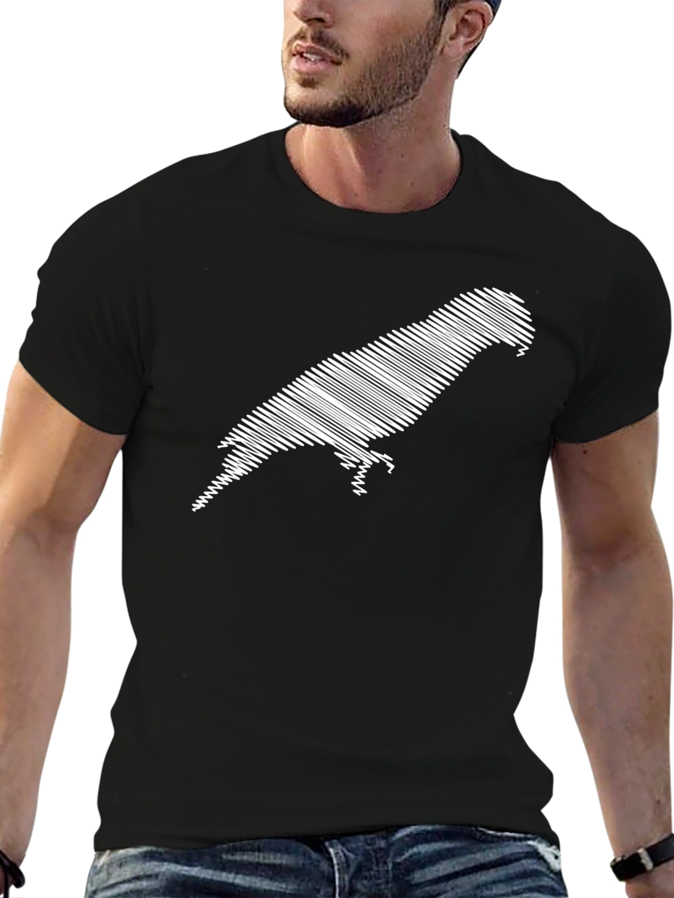 Stylish Parrot Graphic Tee - Black Cotton Comfort